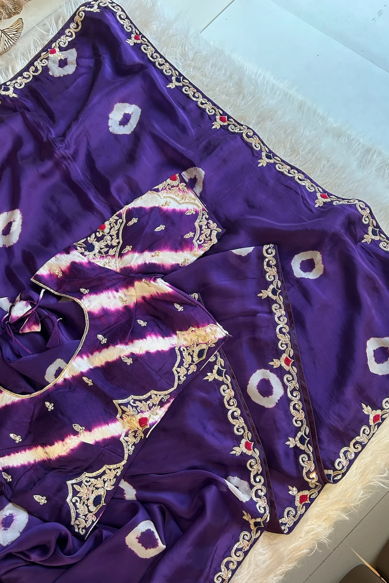 Jayanti Reddy Purple Habutai Silk Saree with Tie&Dye Design 5650 09