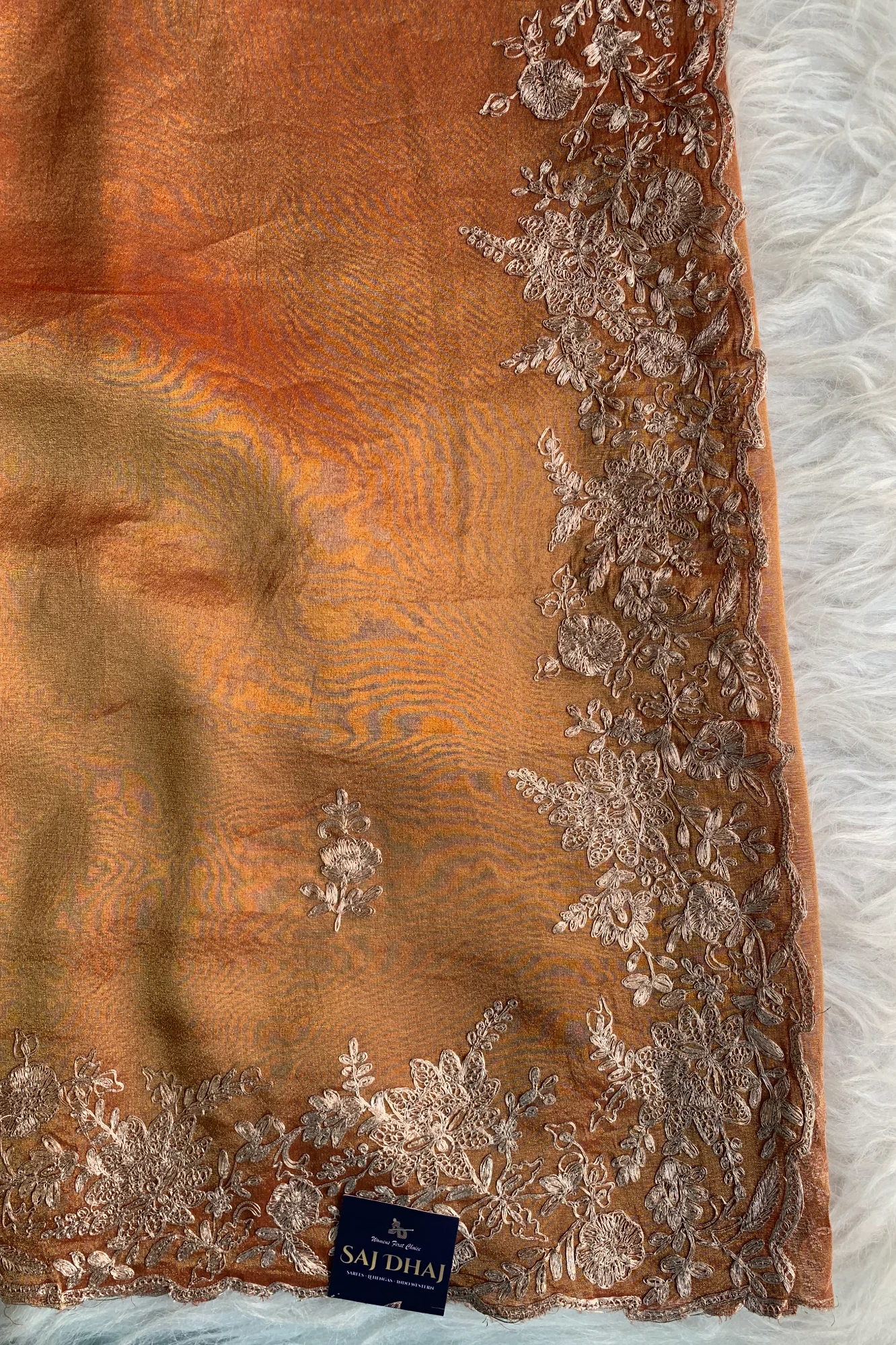 Rust Orange Pittan Tissue Saree5798 04