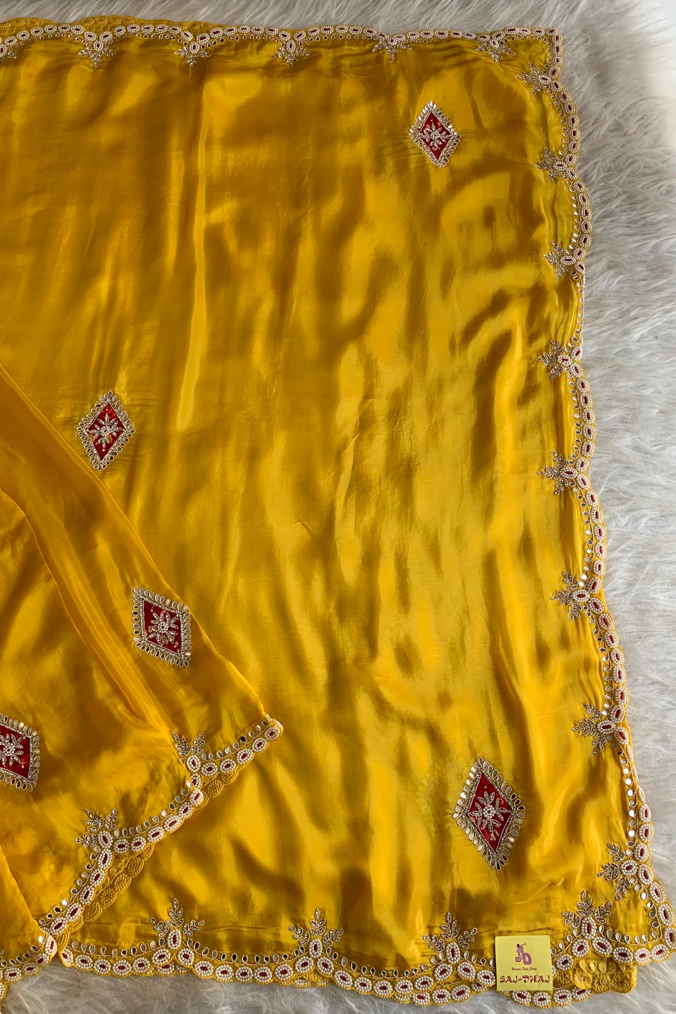 Yellow Habutai Silk Saree 5254 01