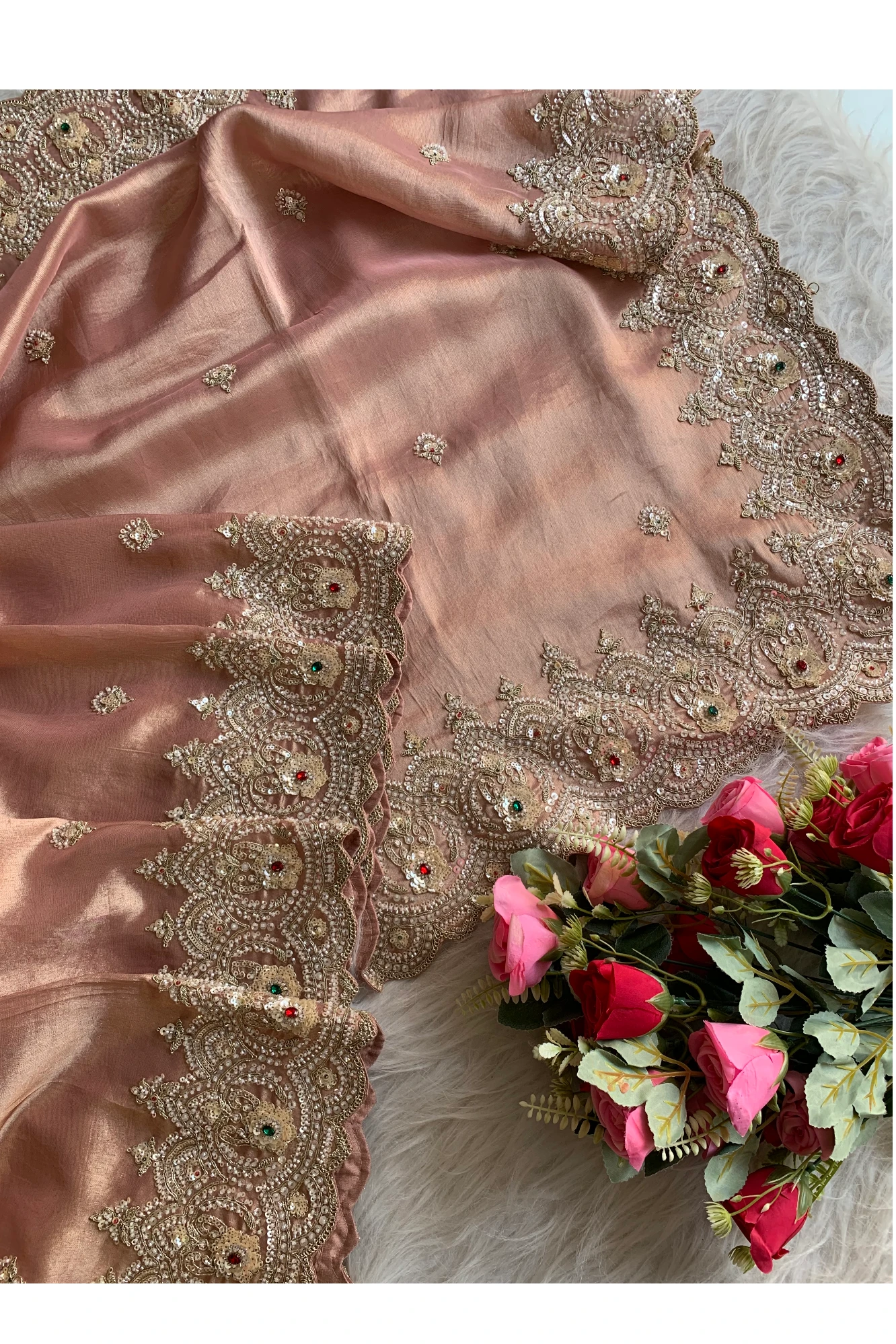 Peach Kanchipuram Tissue Saree 5688 02