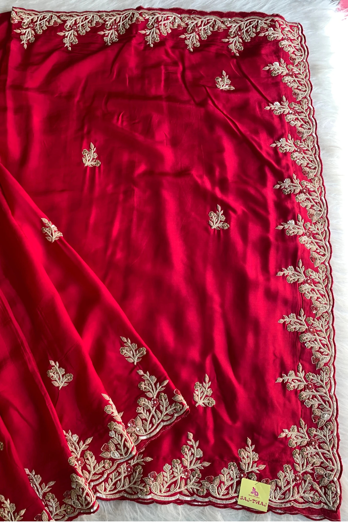 Pink Habutai Silk Saree 5639 04