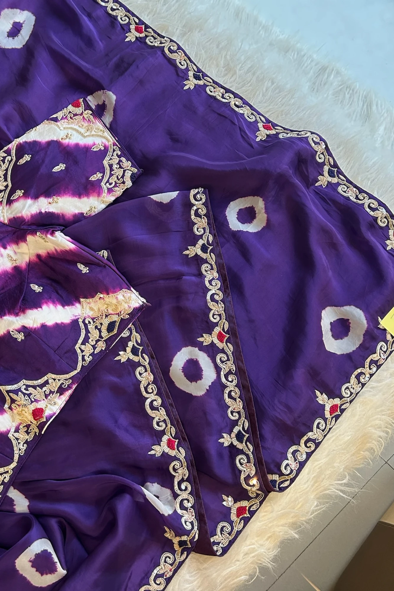 Jayanti Reddy Purple Habutai Silk Saree with Tie&Dye Design 5650 09