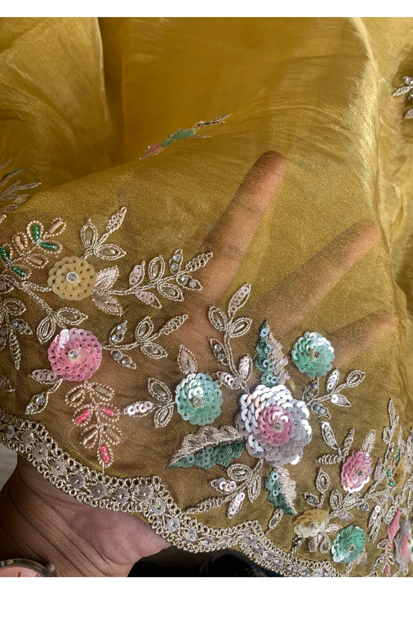 Mustard Yellow Tissue Organza Saree 5777 01