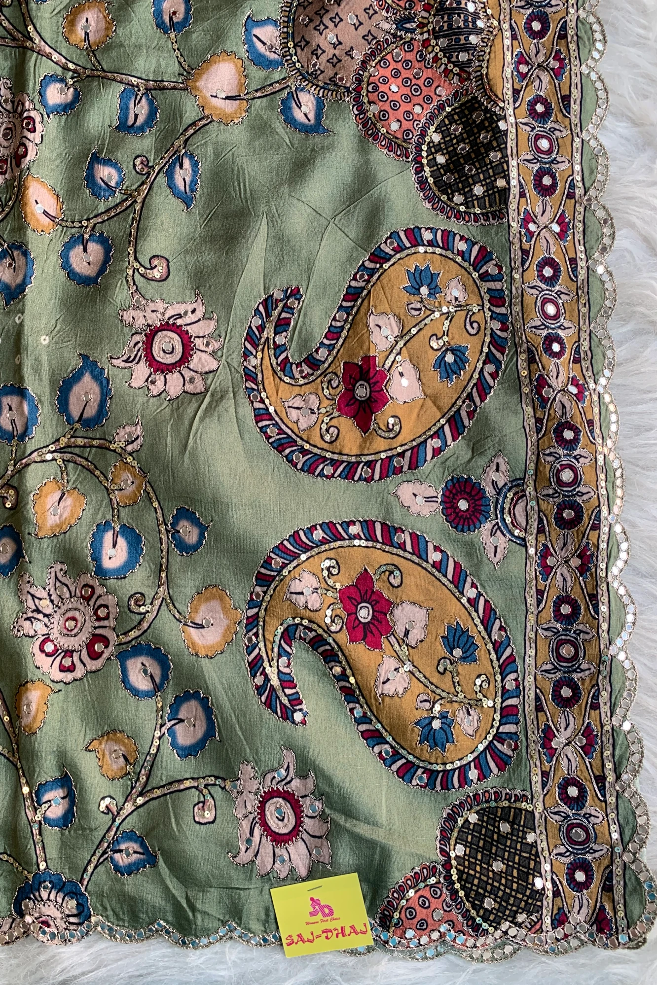 Green Kalamkari Modal Silk Saree 5755 14