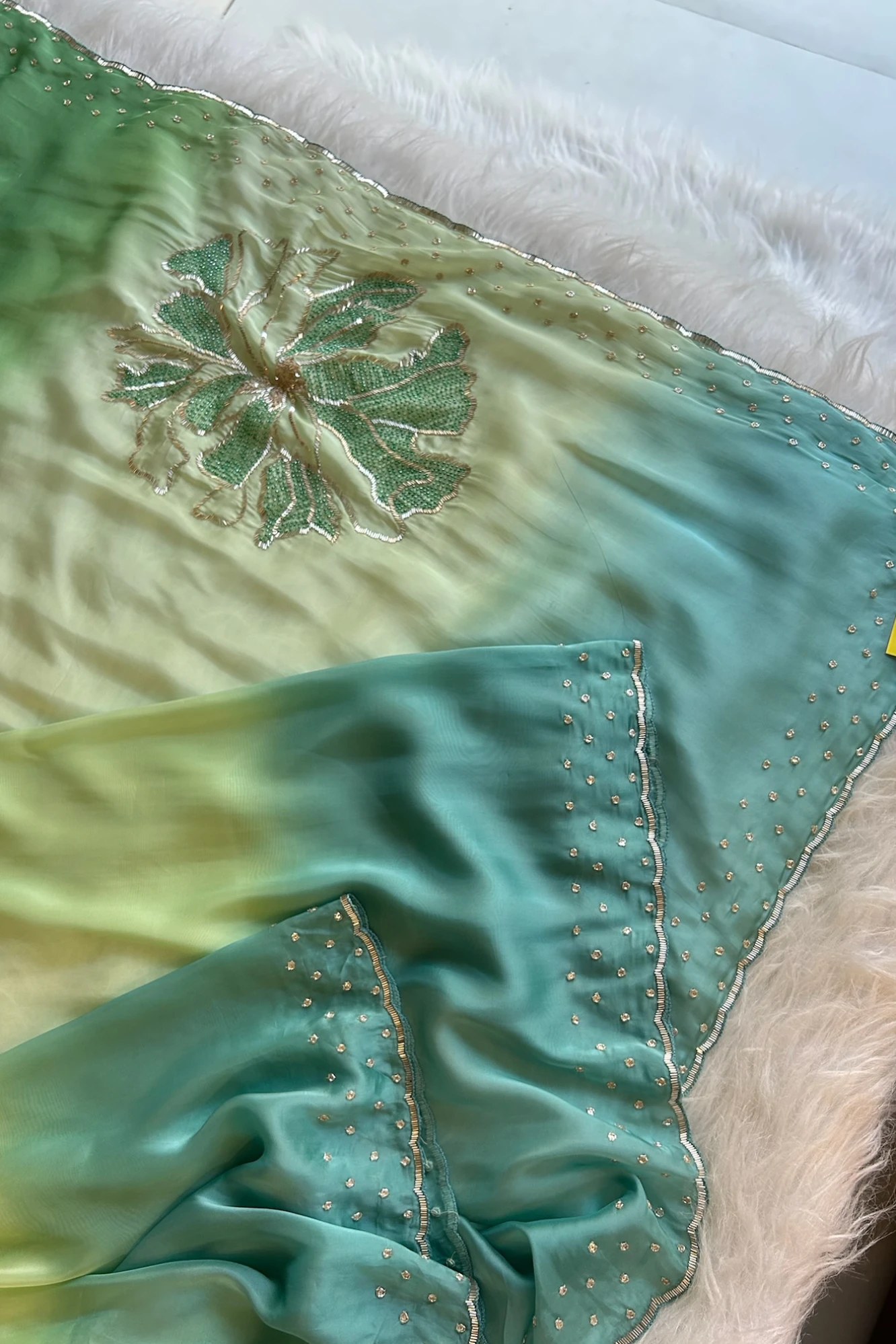 Three-Tone Ombre Habutai Silk Saree with Designer Pallu 5765 03