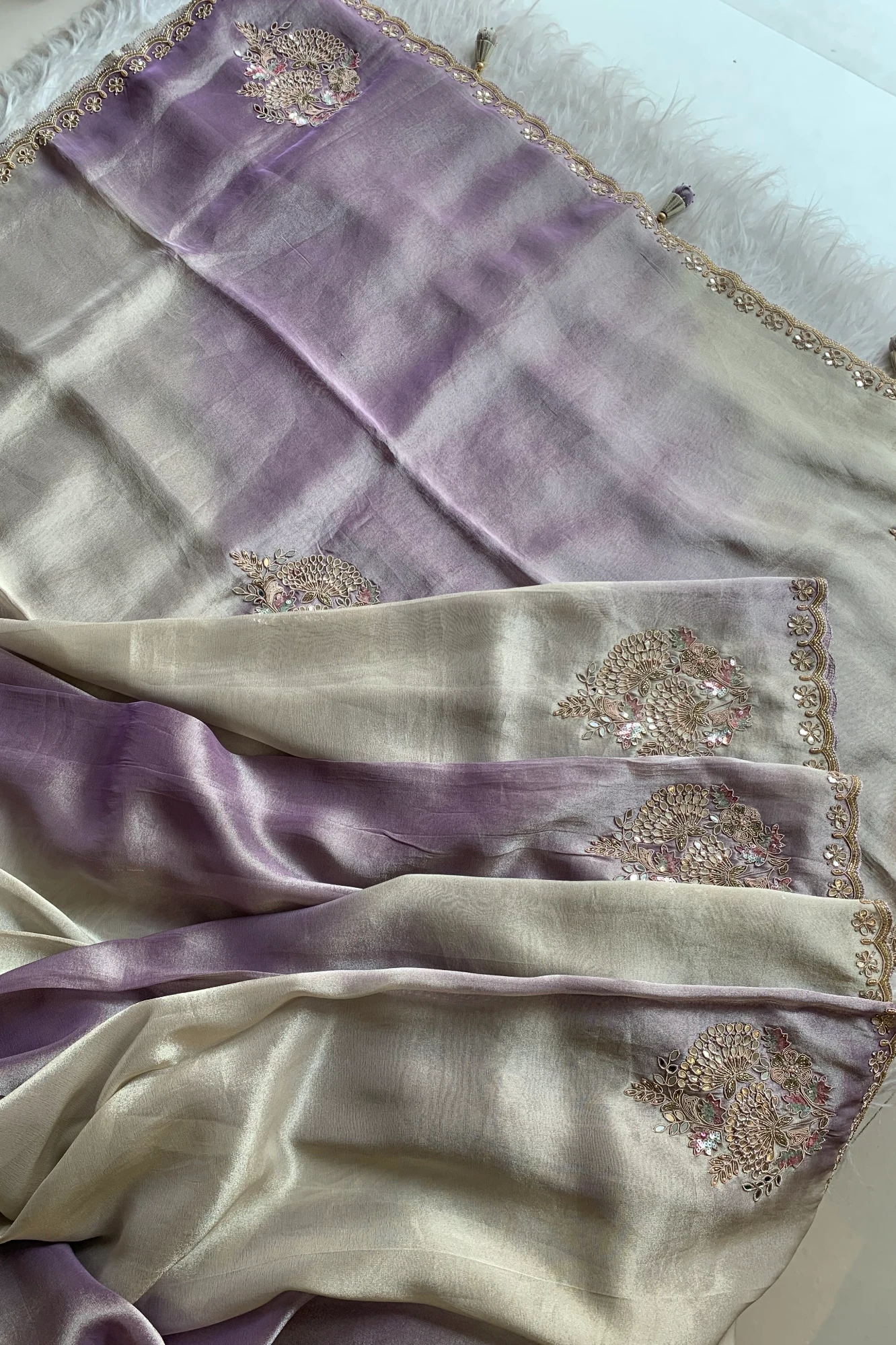 Lilac Ombre Embellished Tissue Saree 5524 03