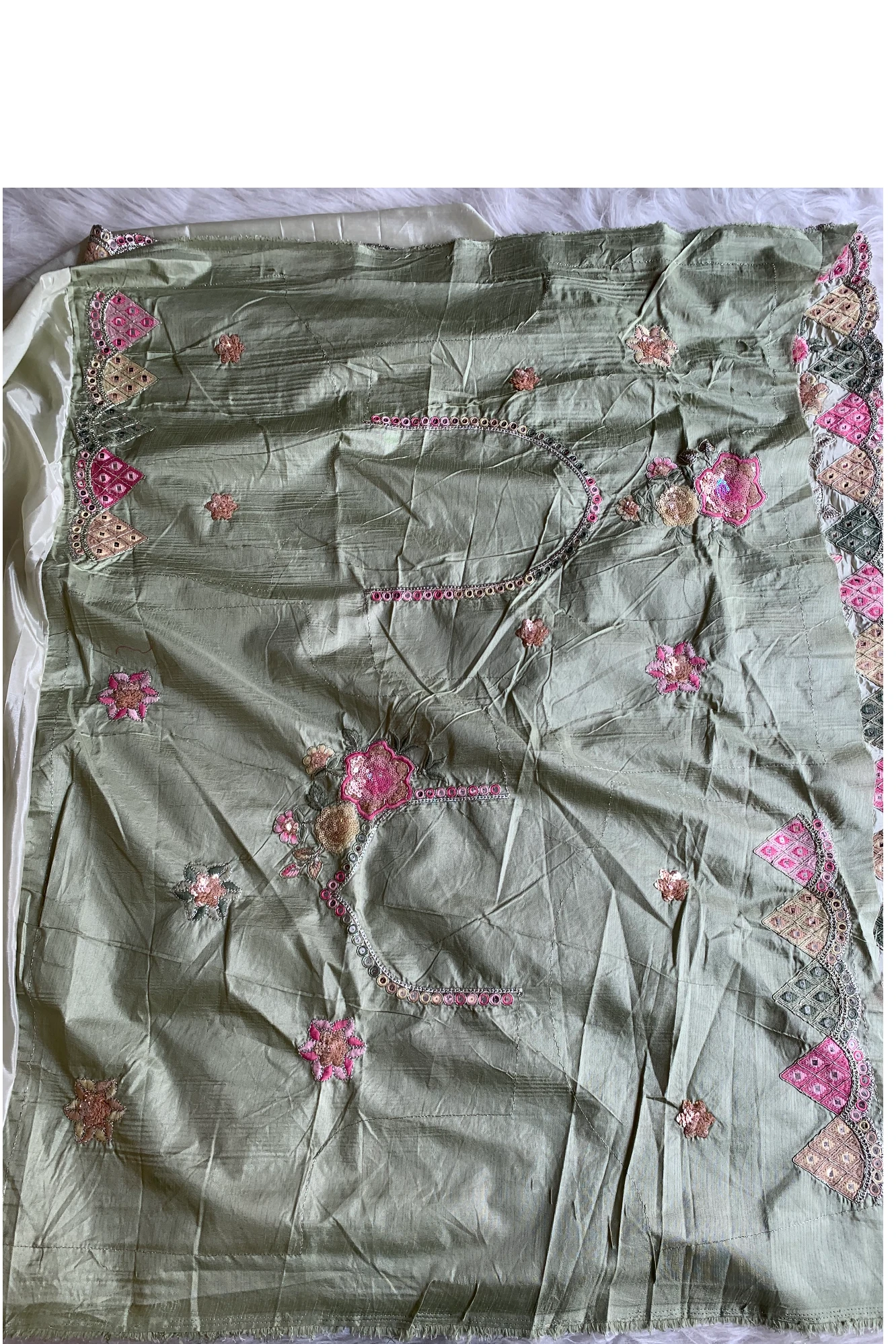 Pista Green Habutai Silk Saree 5786 13