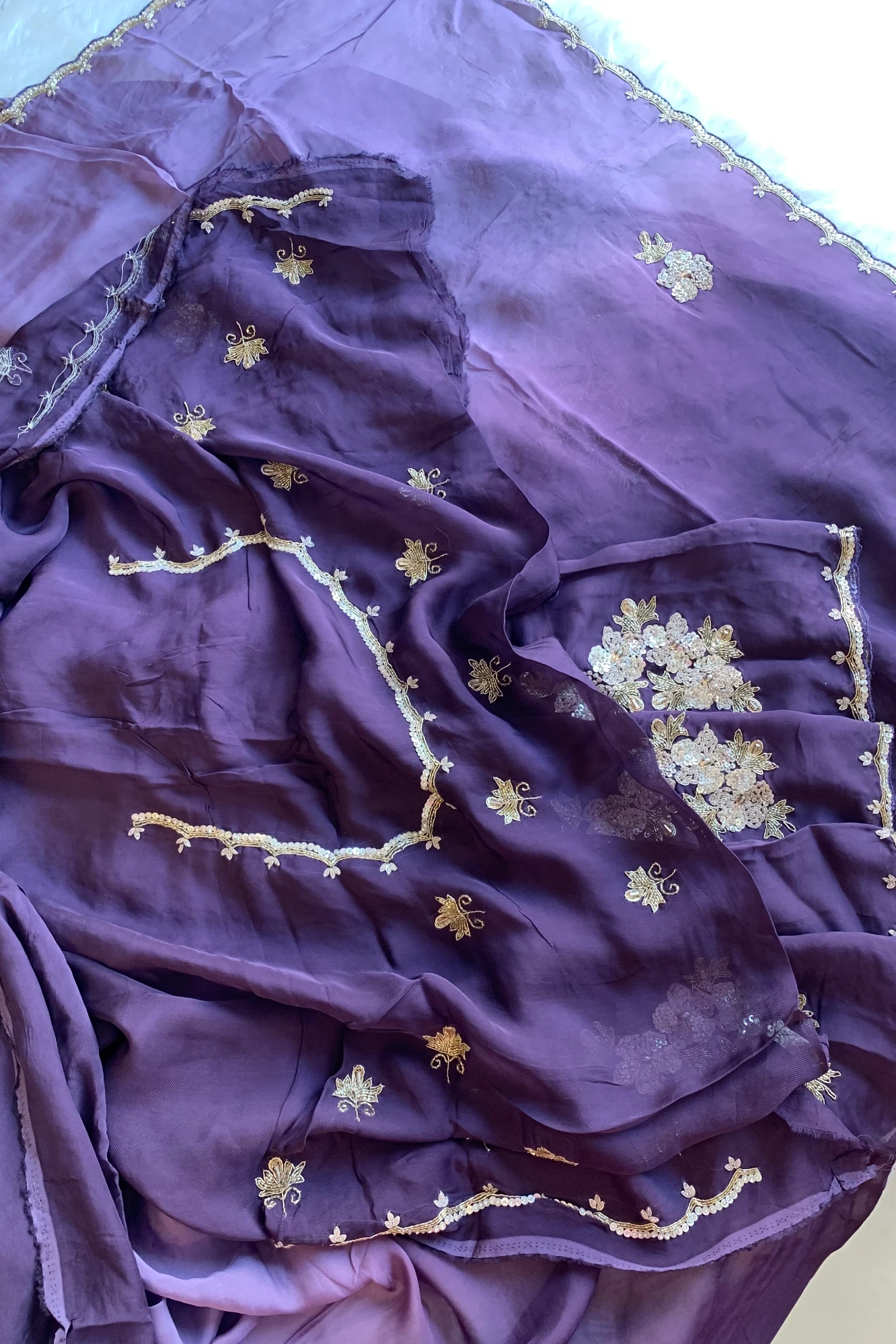 Purple Ombre Embellished Lilly Silk Saree 5850 12