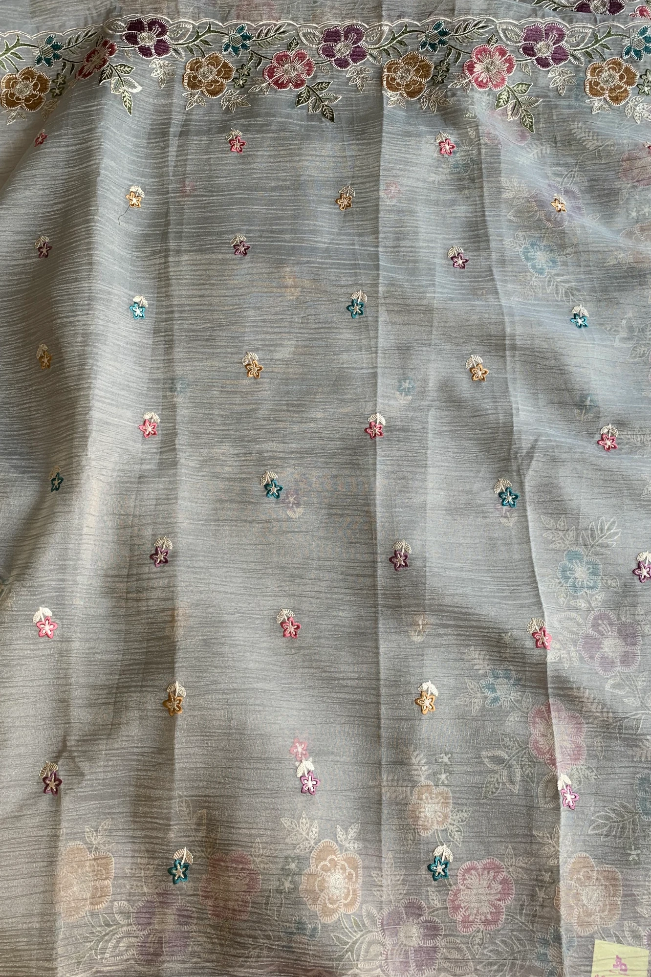 Ash Crush Tissue Organza Floral Saree 5773 04