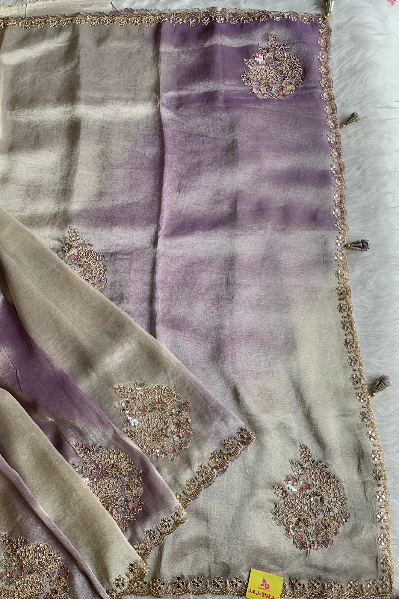 Lilac Ombre Embellished Tissue Saree 5524 03