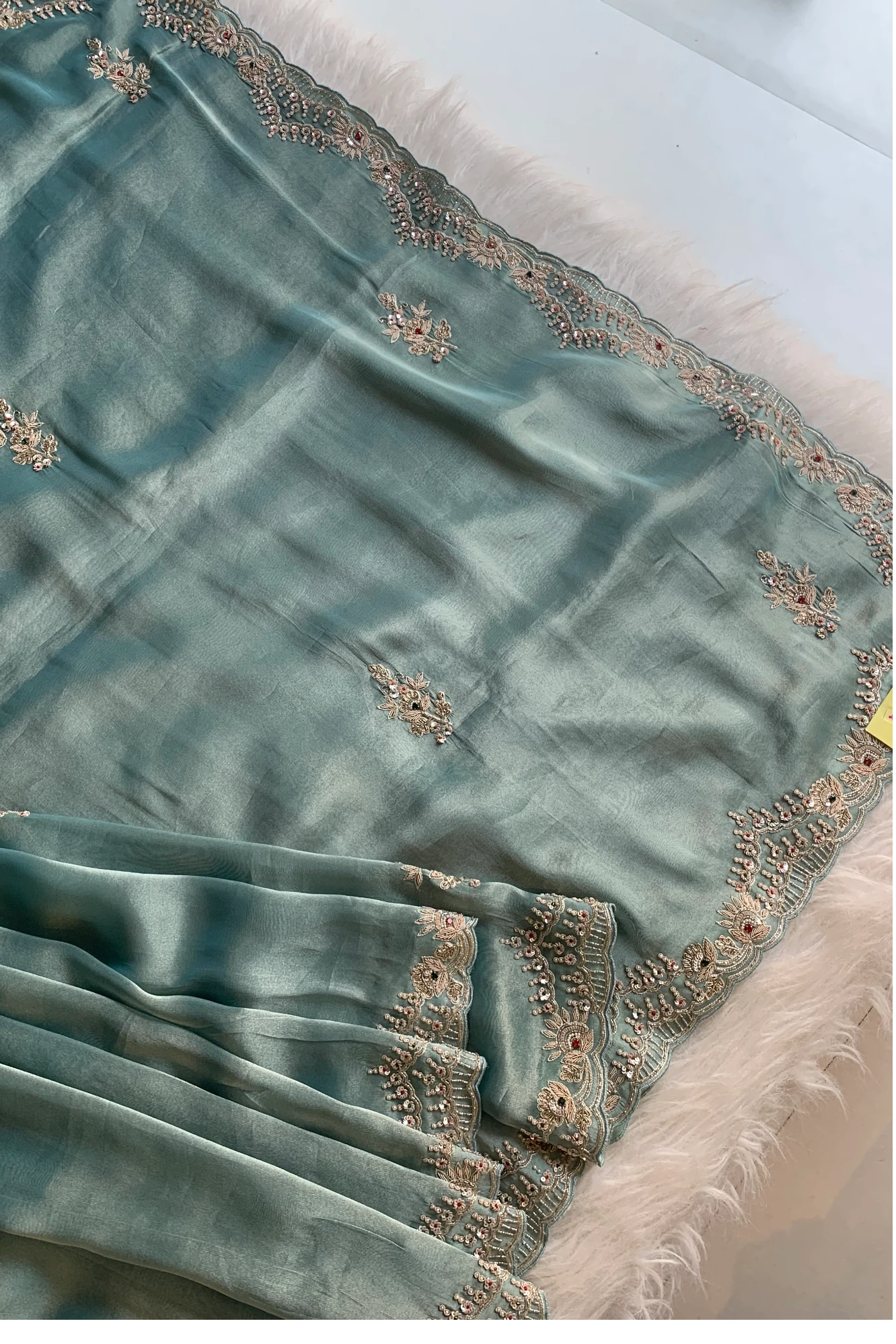 Sea Blue Kanchi Tissue Saree 5526 03