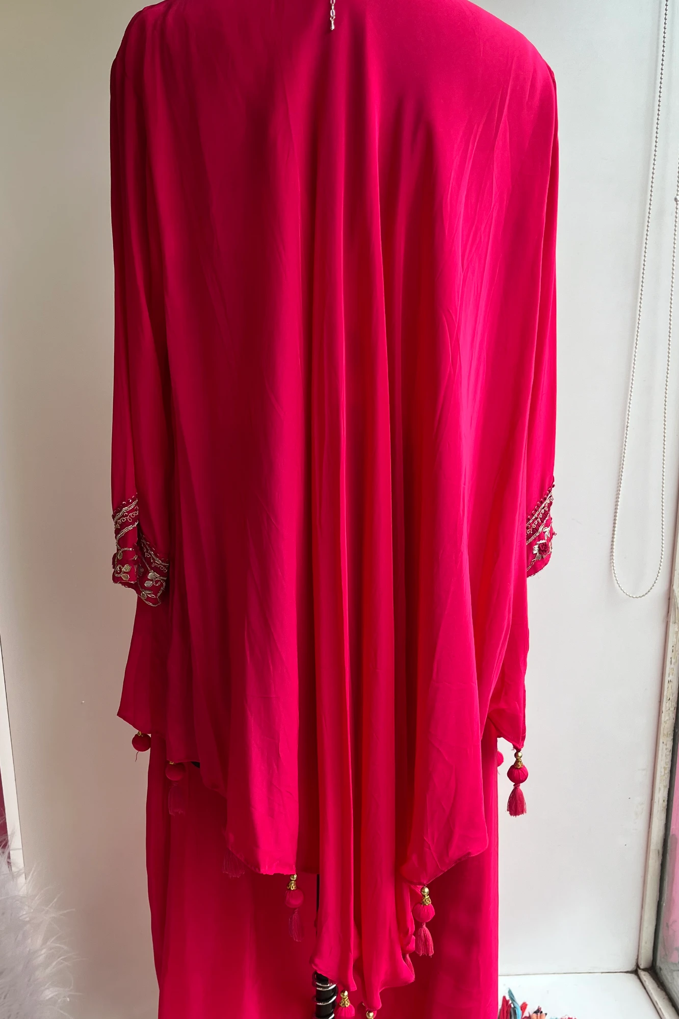 Hot Pink Designer Cowl Skirt Set with Zardosi & Thread Work 5336 01 (40)
