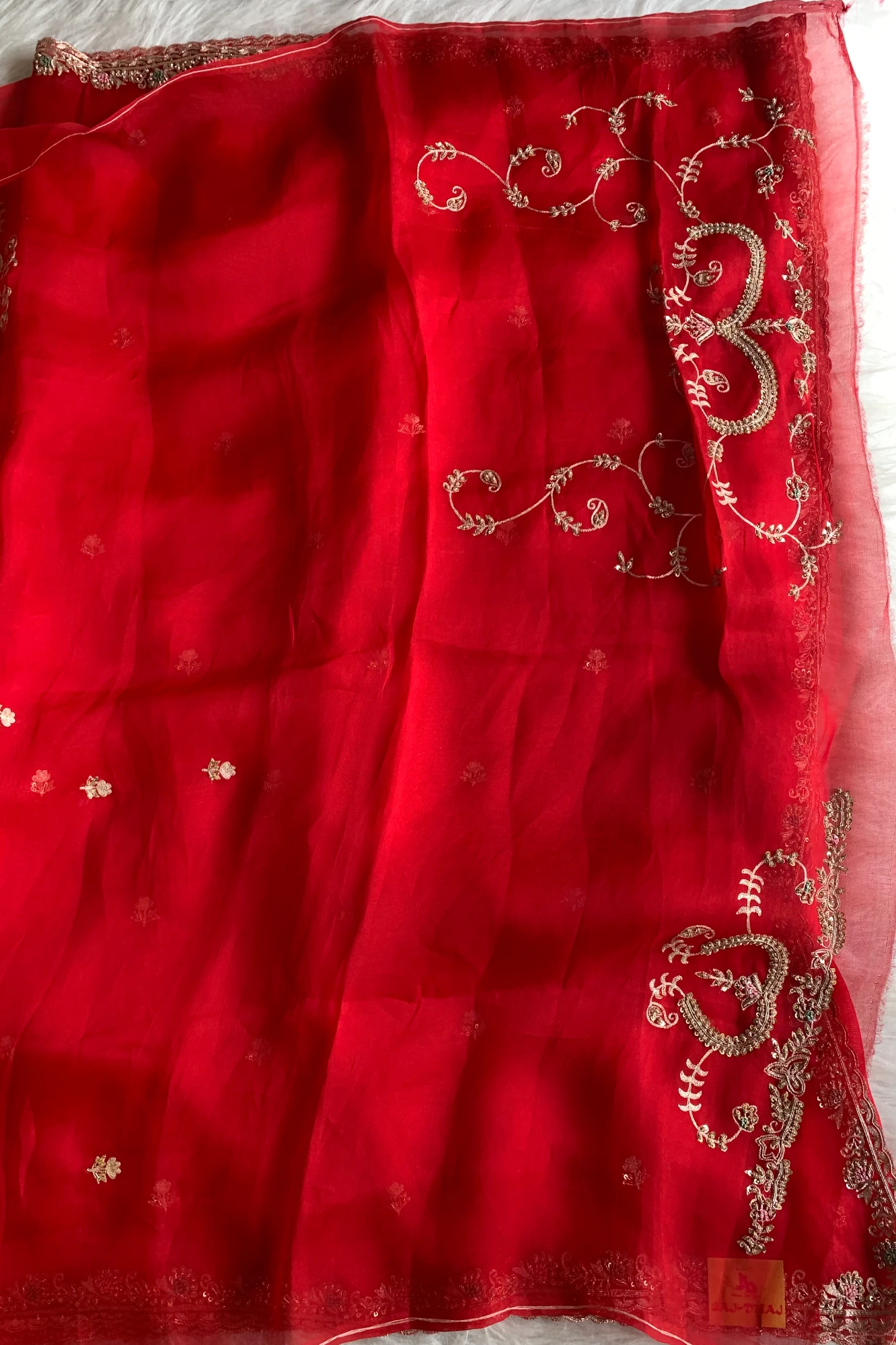 Red Organza Saree 5750 11