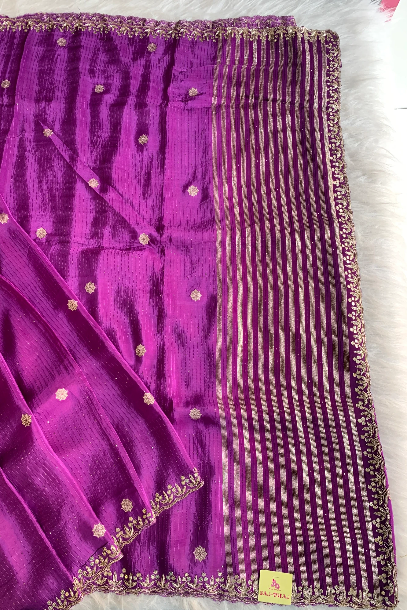 Purple Embellished Russian Silk Saree 5654 02