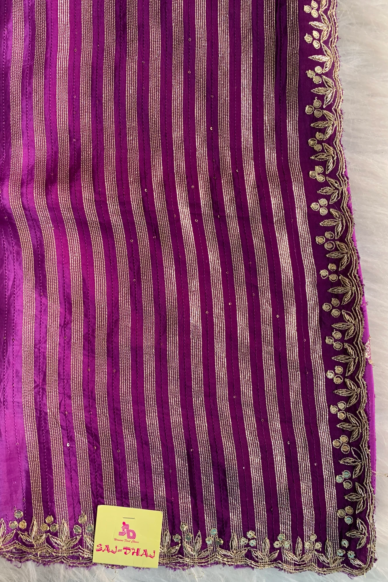 Purple Embellished Russian Silk Saree 5654 02