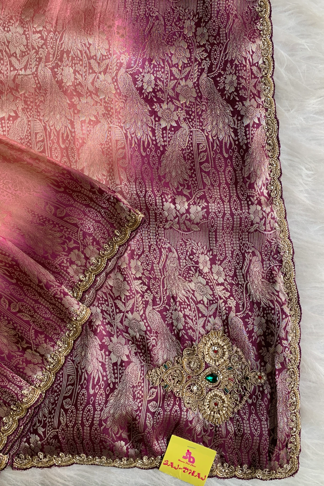 Blush Pink & Dark Pink Kanchipuram Silk Saree 5751 04