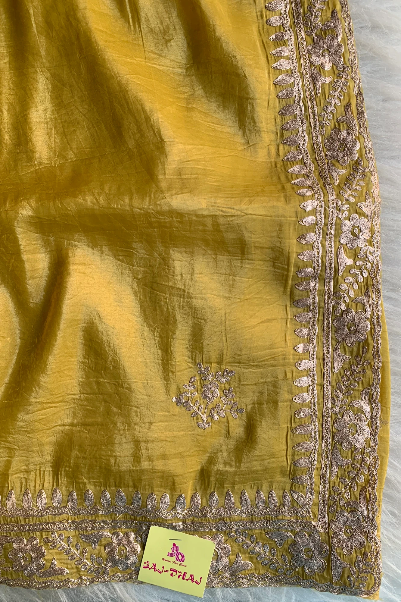 Mustard Yellow Pittan Crush Saree 5653 01