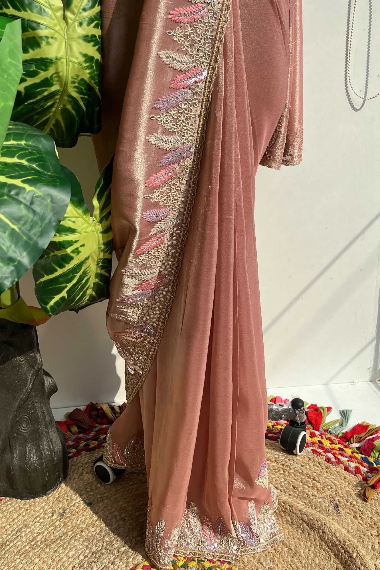 Rose Gold Designer Tissue Saree 5518 11