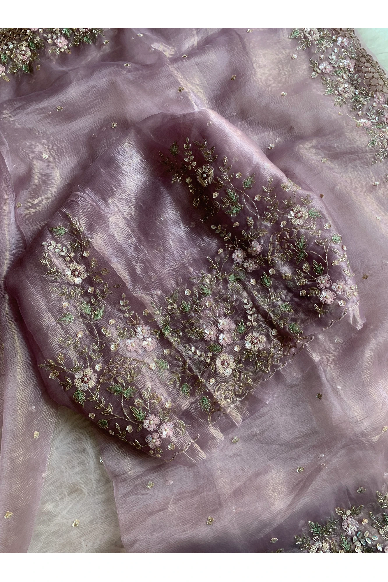 Light Lavender Crush Organza Saree 5759 06