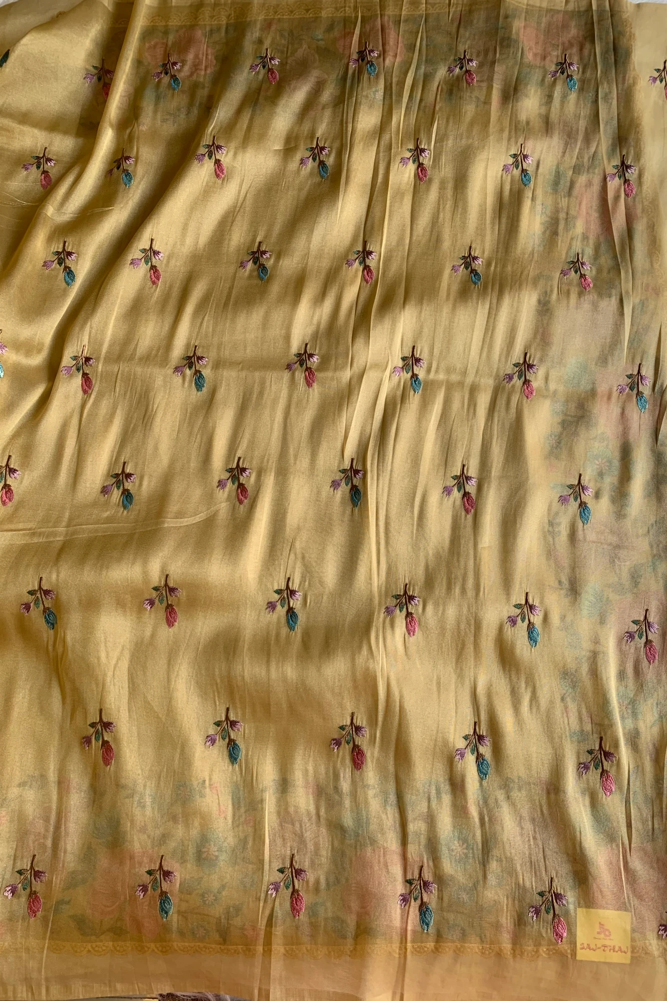 Mustard Yellow Tissue Organza Saree 5773 01