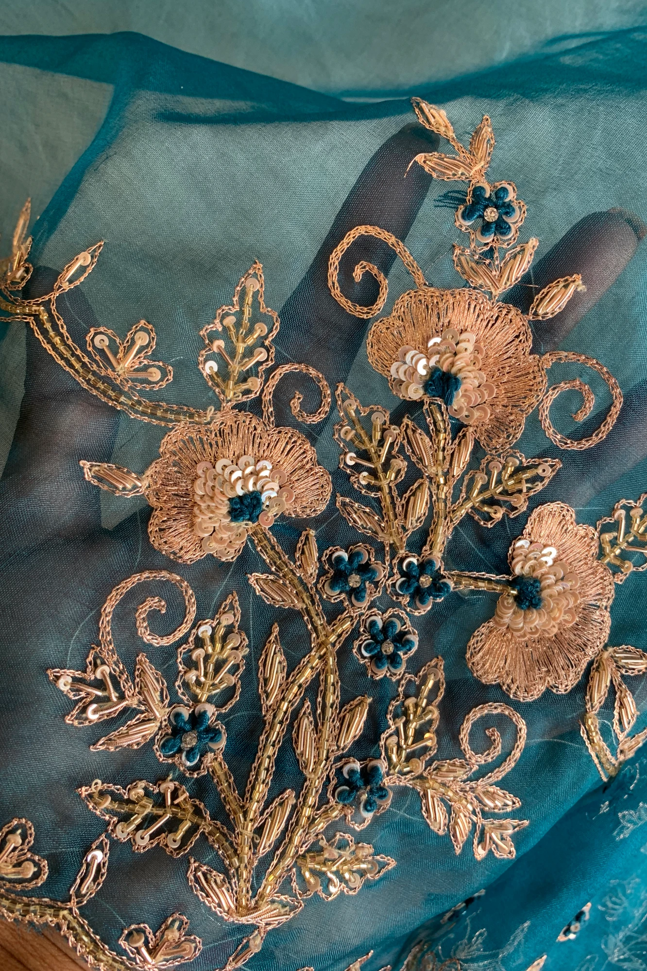 Peacock Blue Soft Organza Saree 5850 04