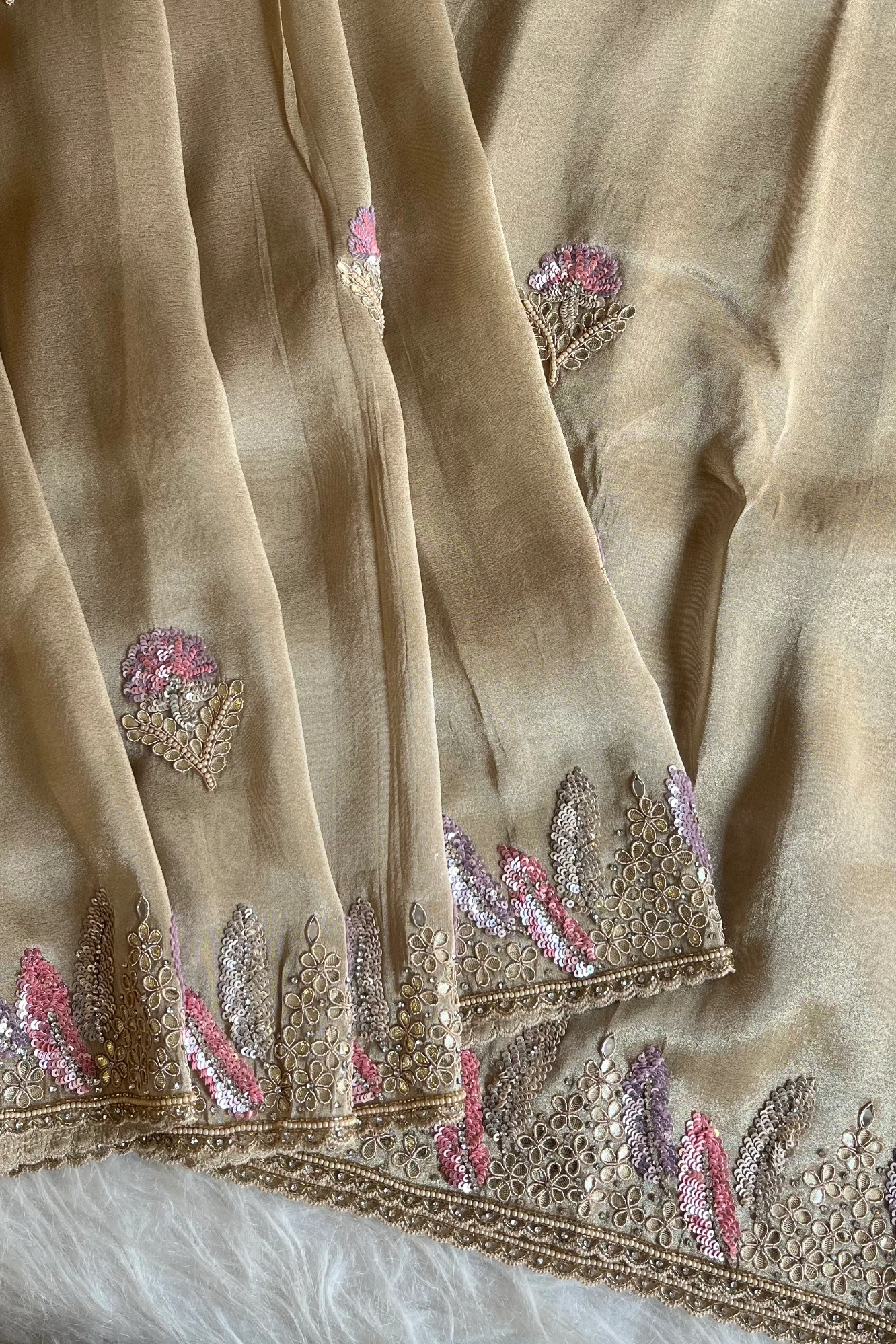 Beige Designer Tissue Saree 5518 11/5656 15