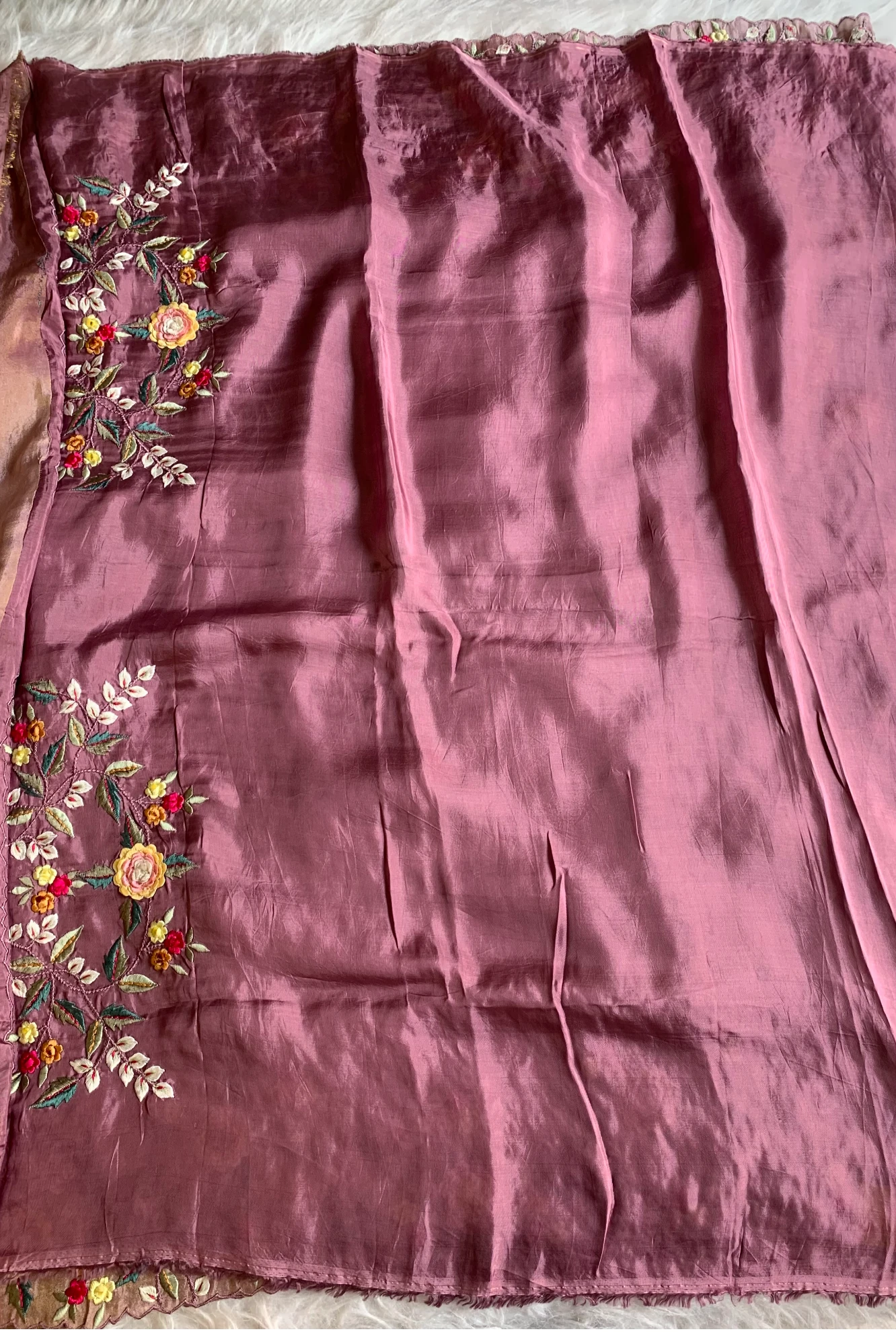 Shaded Floral Thread Embroidered Tissue Saree 5755 13