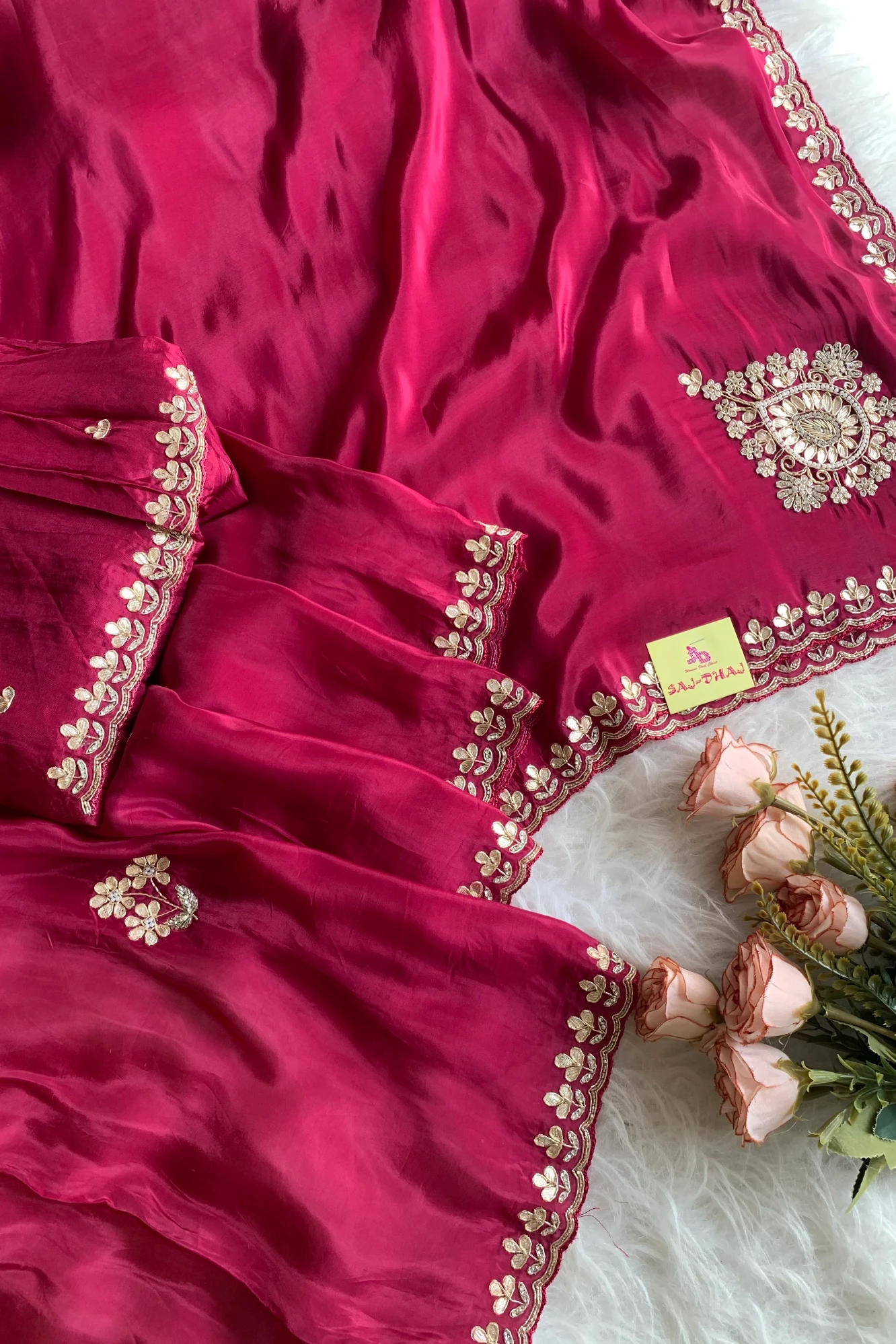 Rani Pink Habutai Silk Saree 5676 15