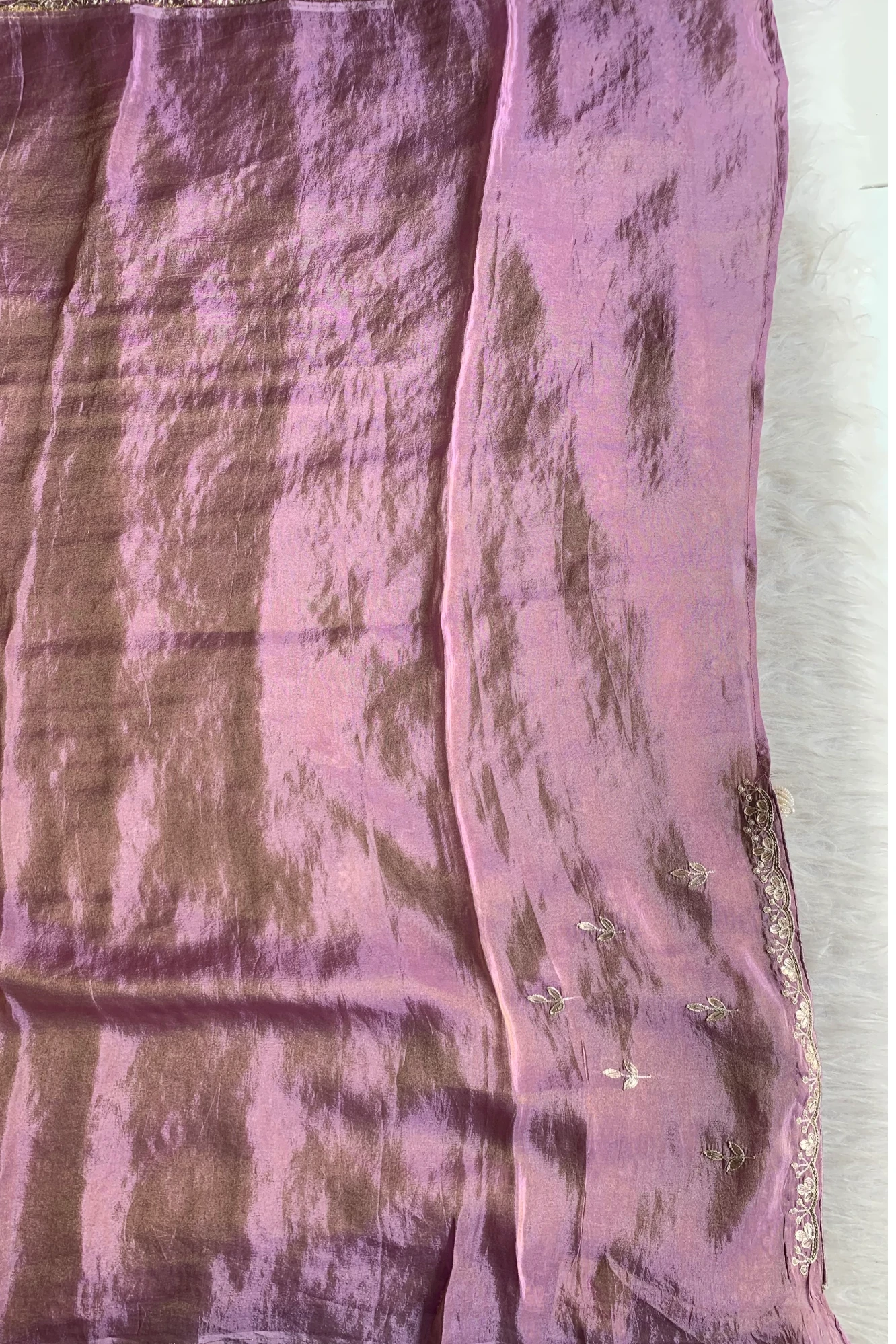 Lilac Gota Embellished Tissue Saree 5659 12
