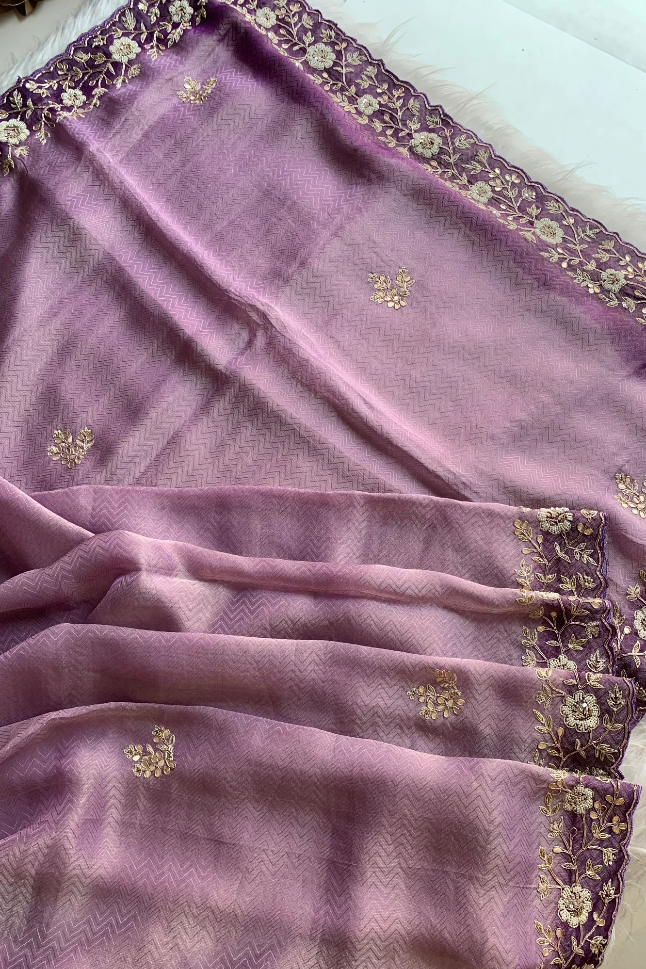 Lilac Shaded Kanchipuram Silk Saree 5675 03