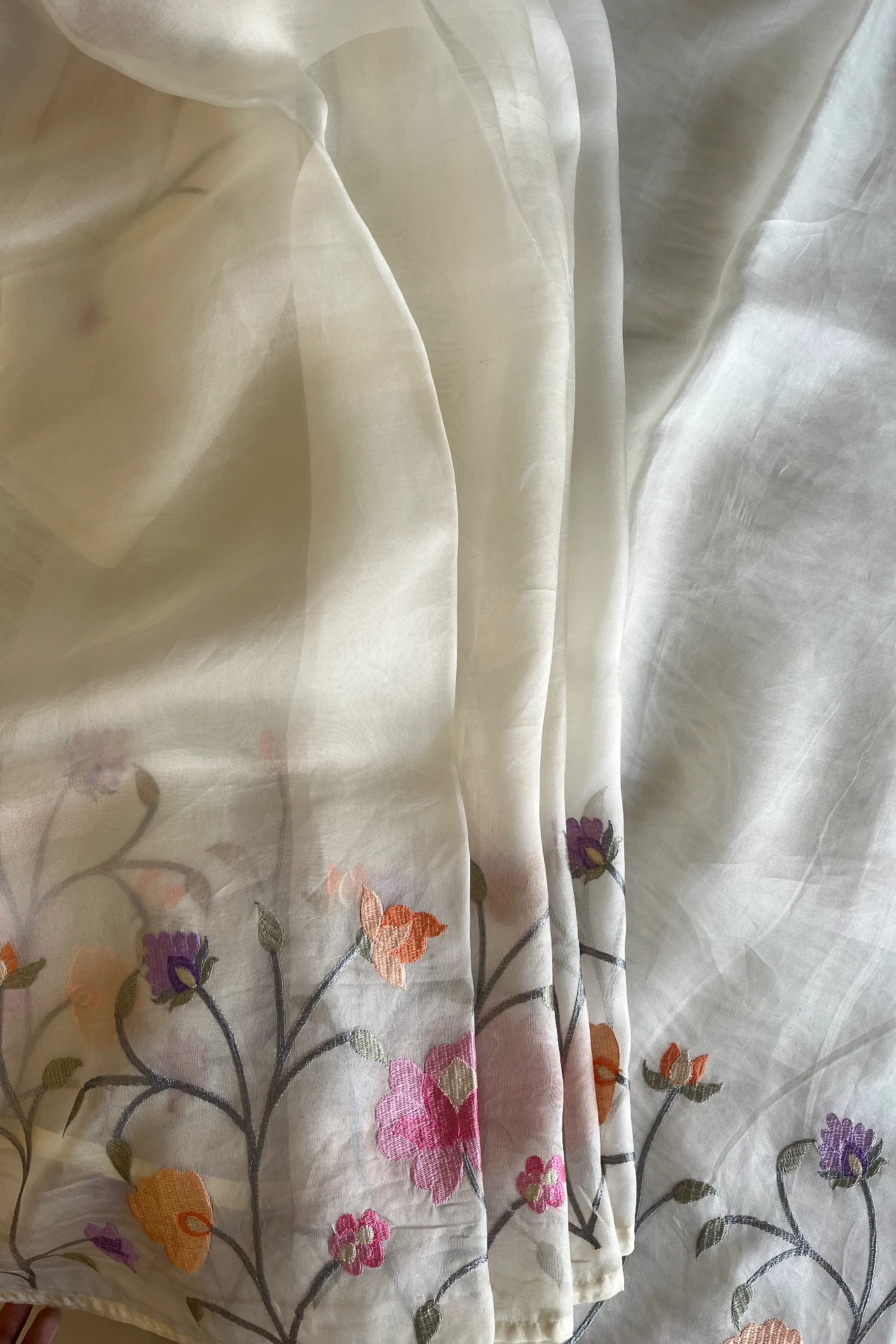 White Kora Organza Saree 5781 10