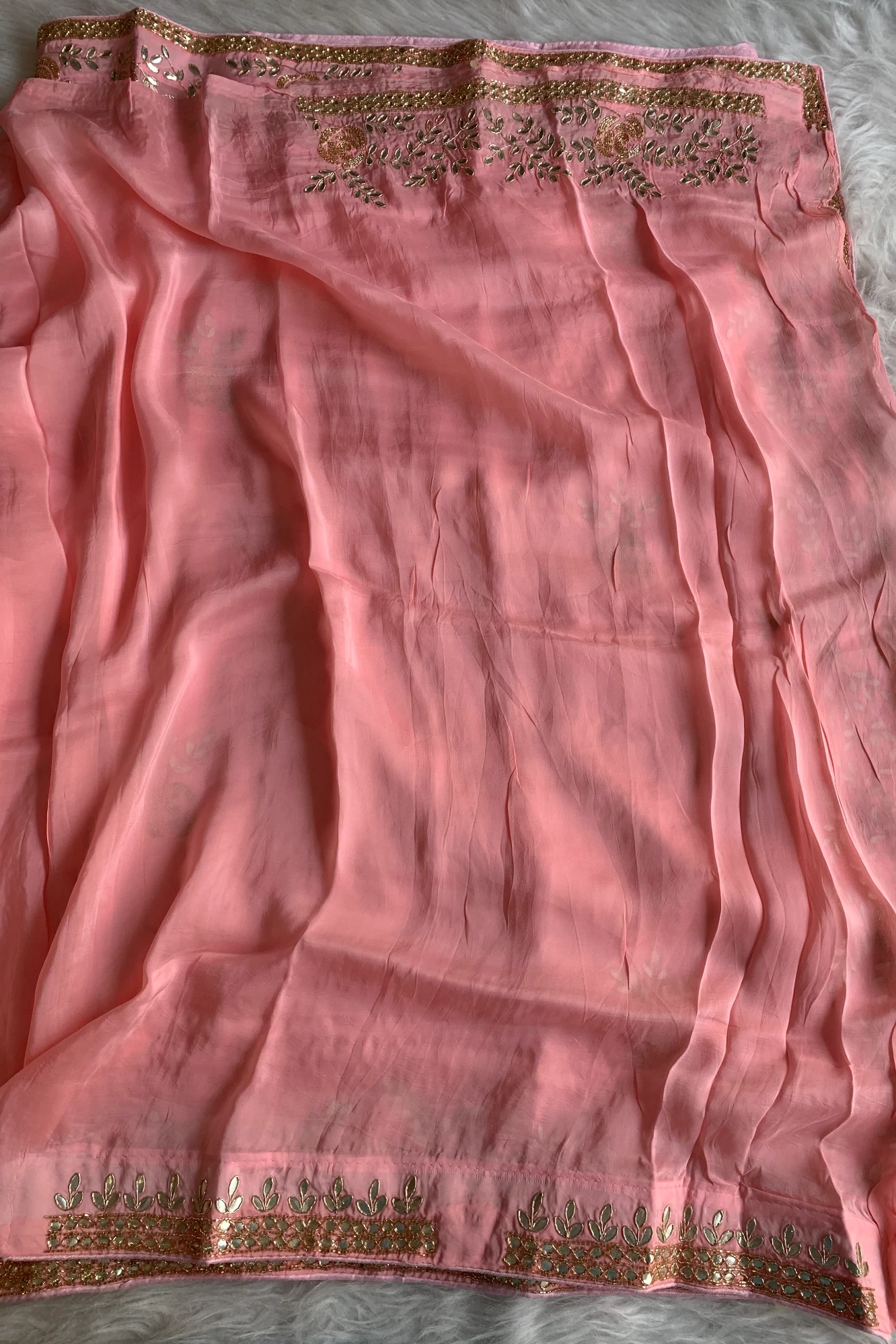 Baby Pink Habutai Silk Saree 5423 06