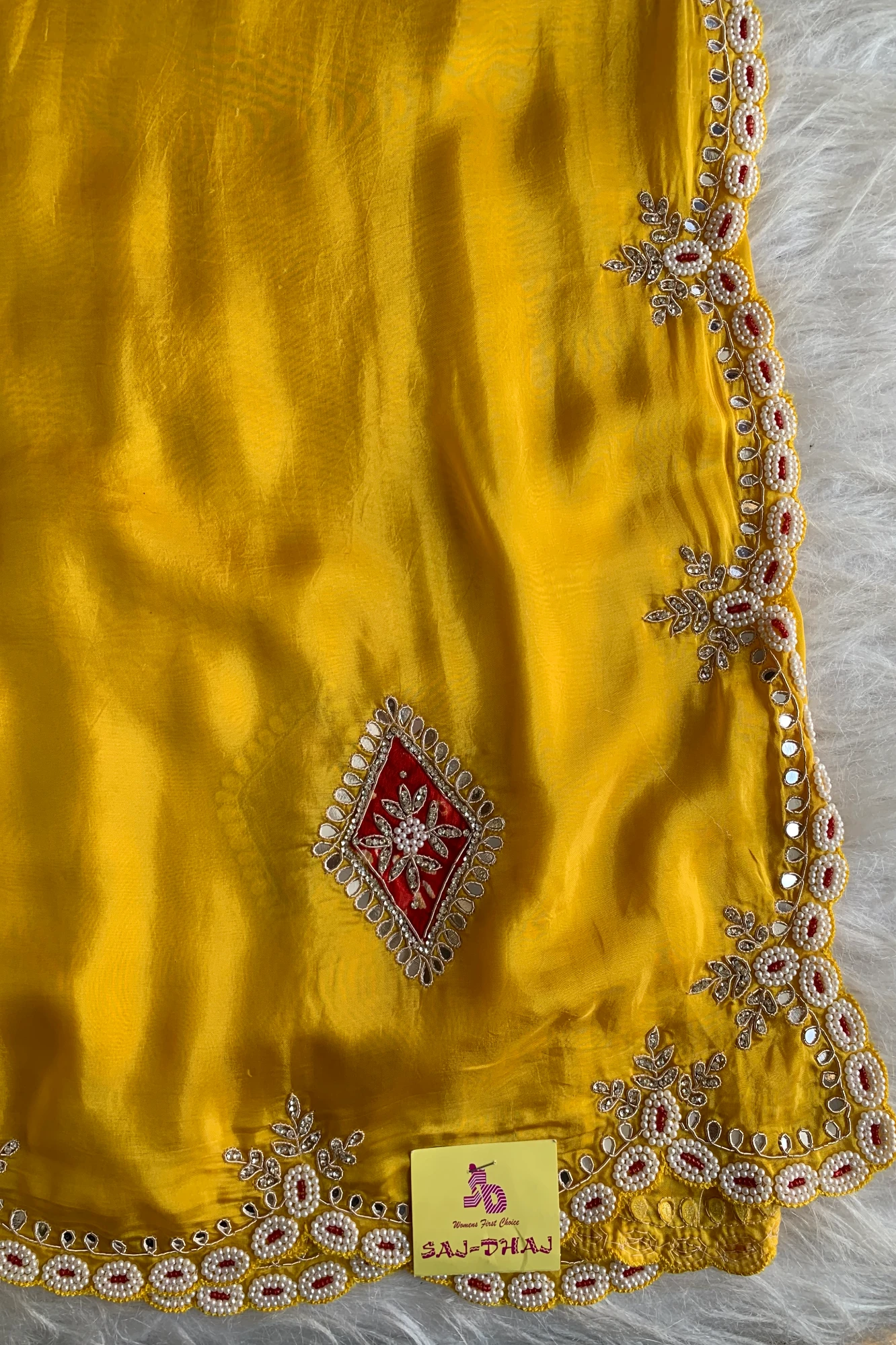 Yellow Habutai Silk Saree 5254 01