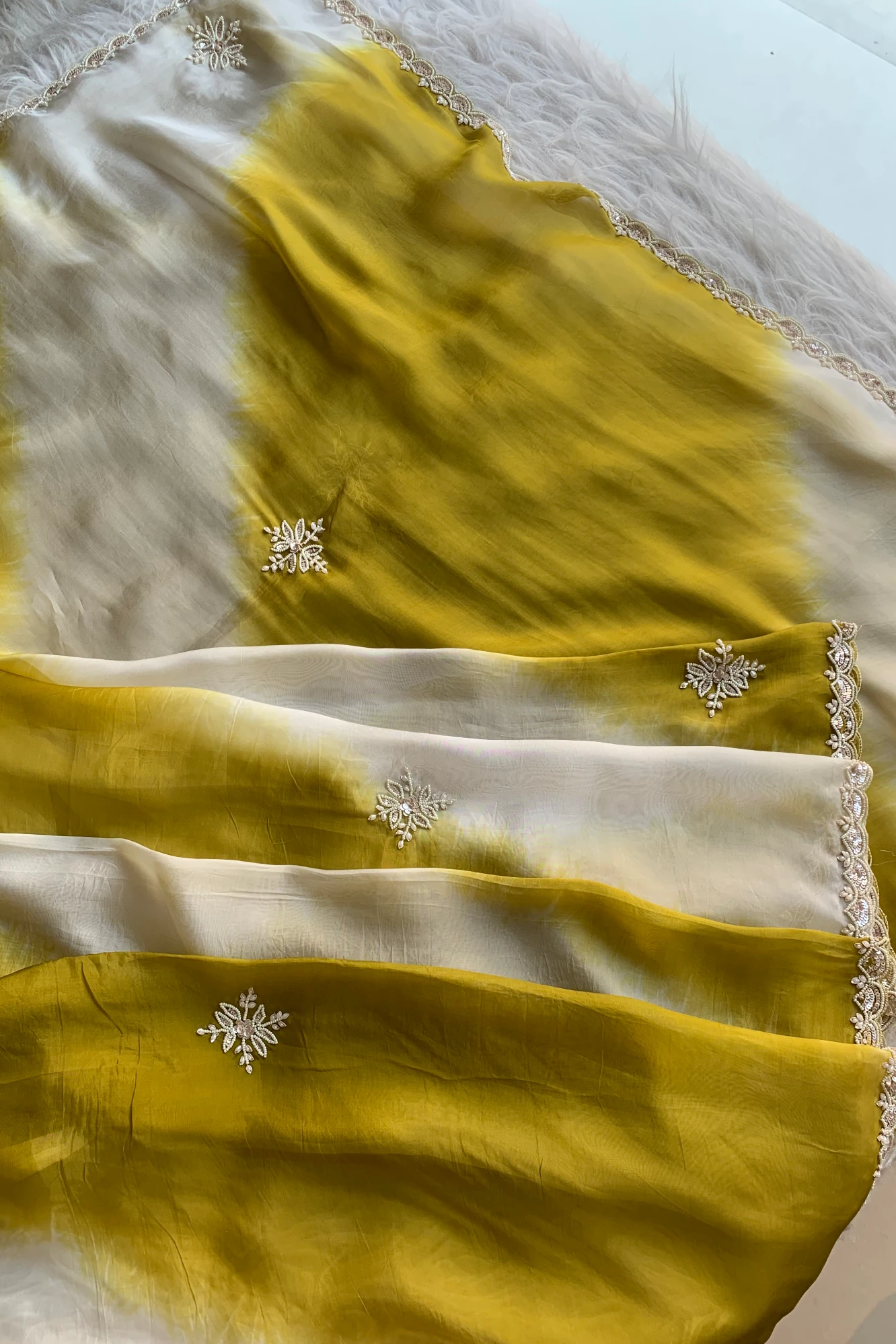 Ombre Shaded Embellished Organza Saree 5650 07