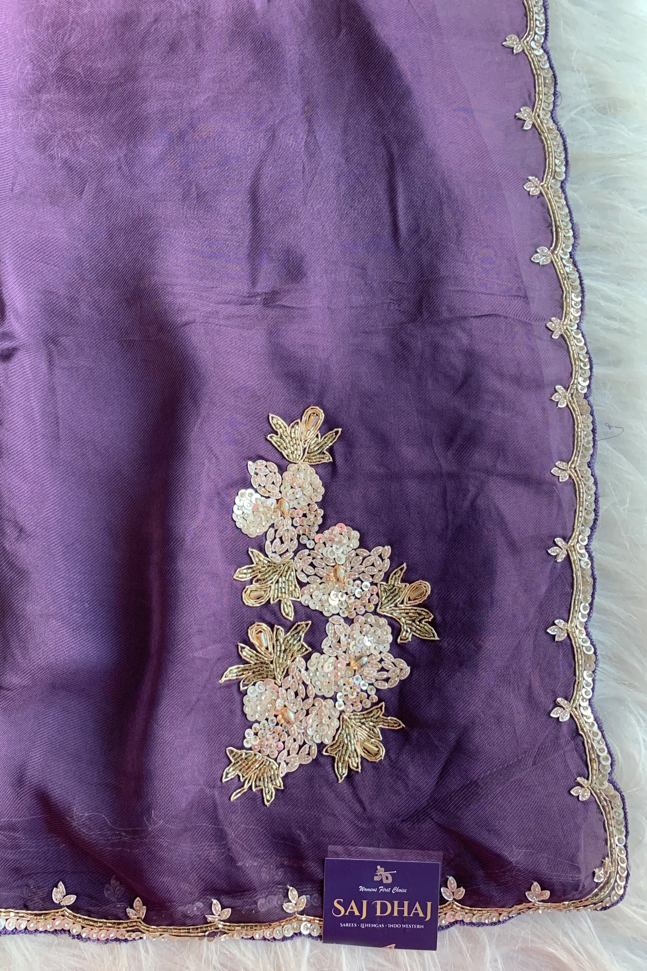 Purple Ombre Embellished Lilly Silk Saree 5850 12
