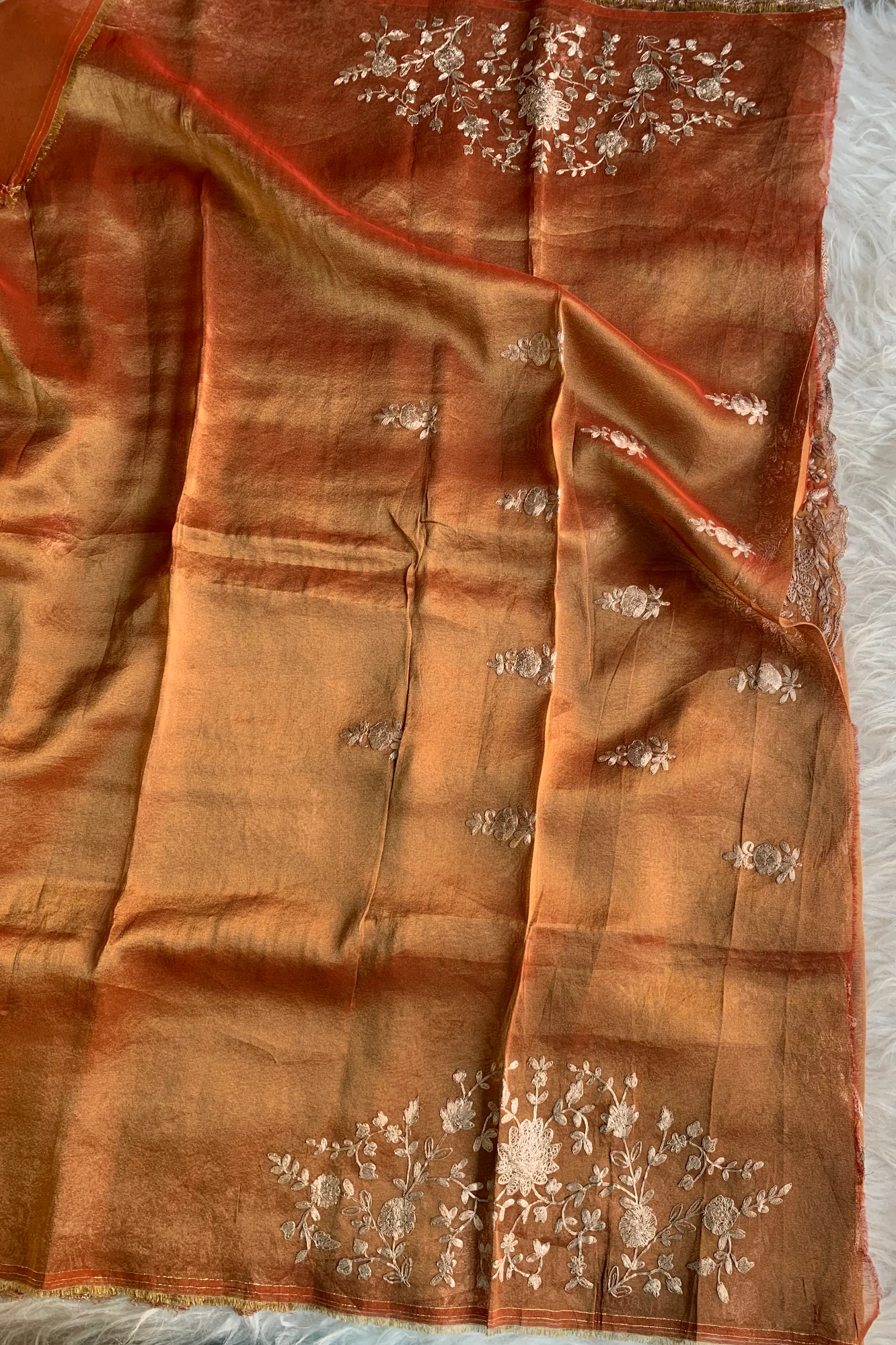 Rust Orange Pittan Tissue Saree5798 04
