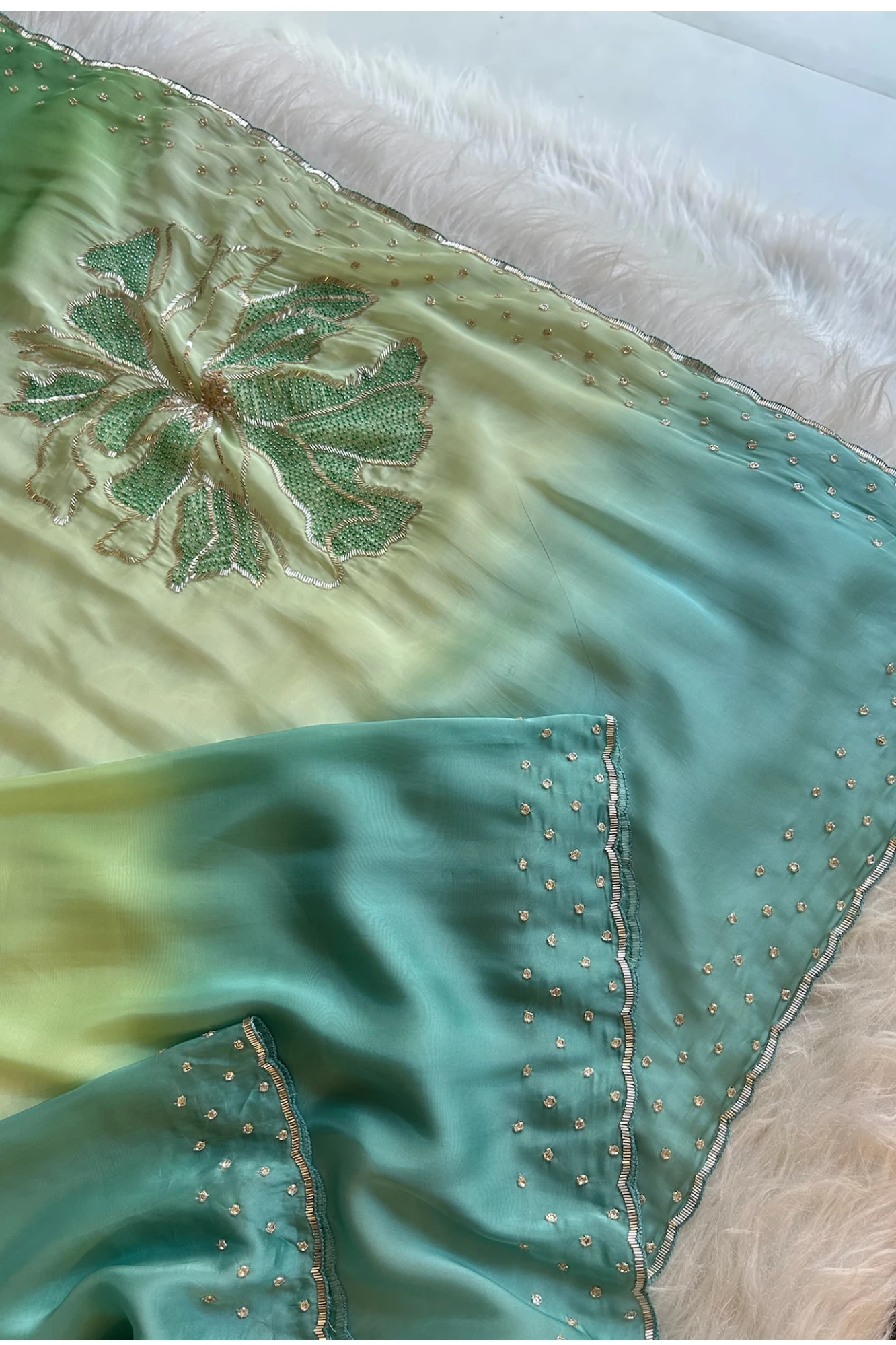 Three-Tone Ombre Habutai Silk Saree with Designer Pallu 5765 03
