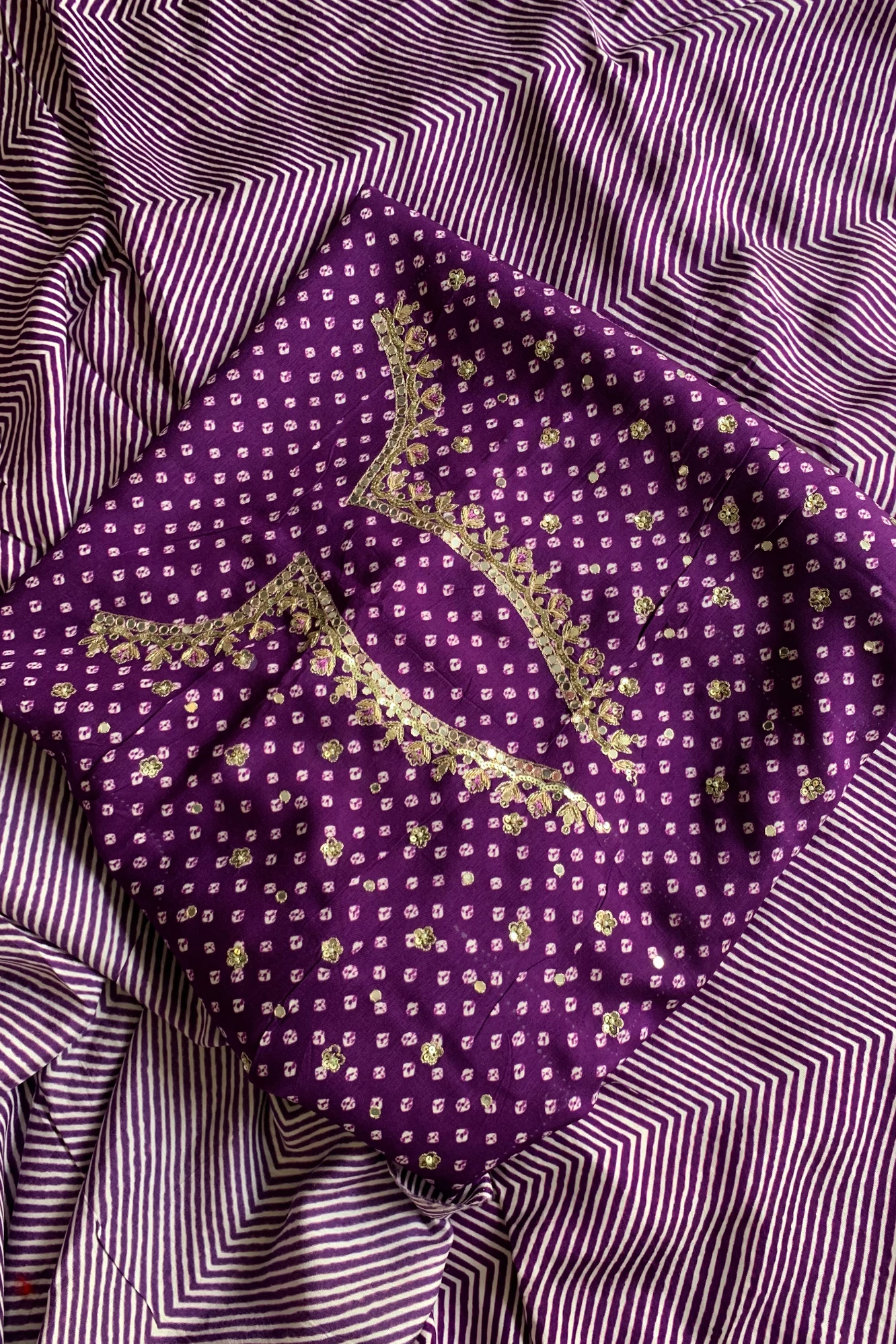 Purple Leheriya Russian Silk Saree 5755 06