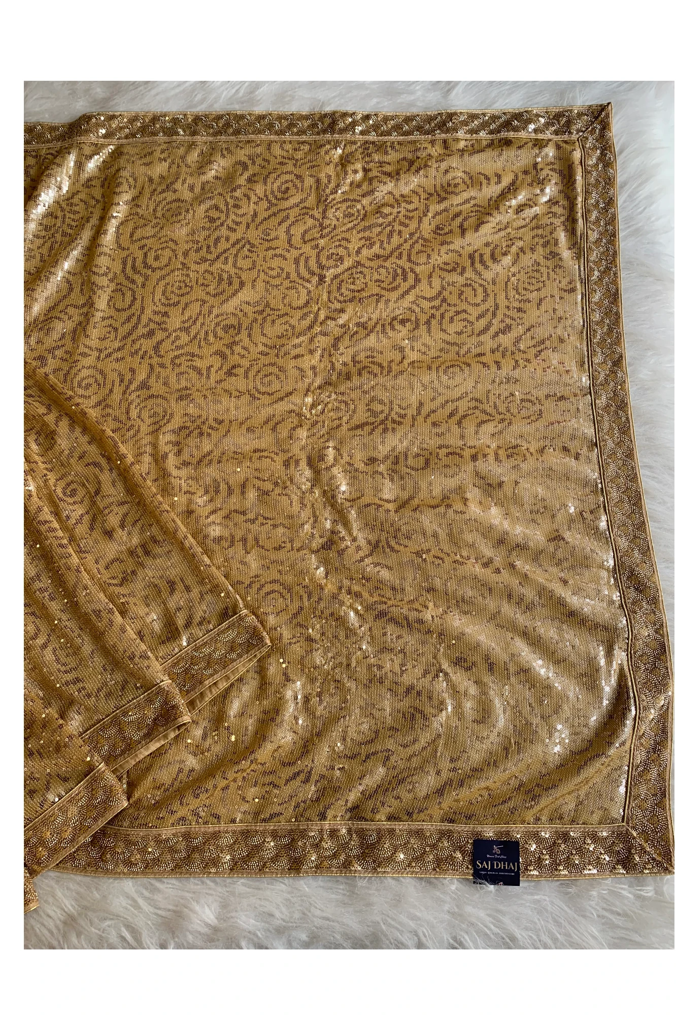 Gold Fancy Sequin Saree 5801 09