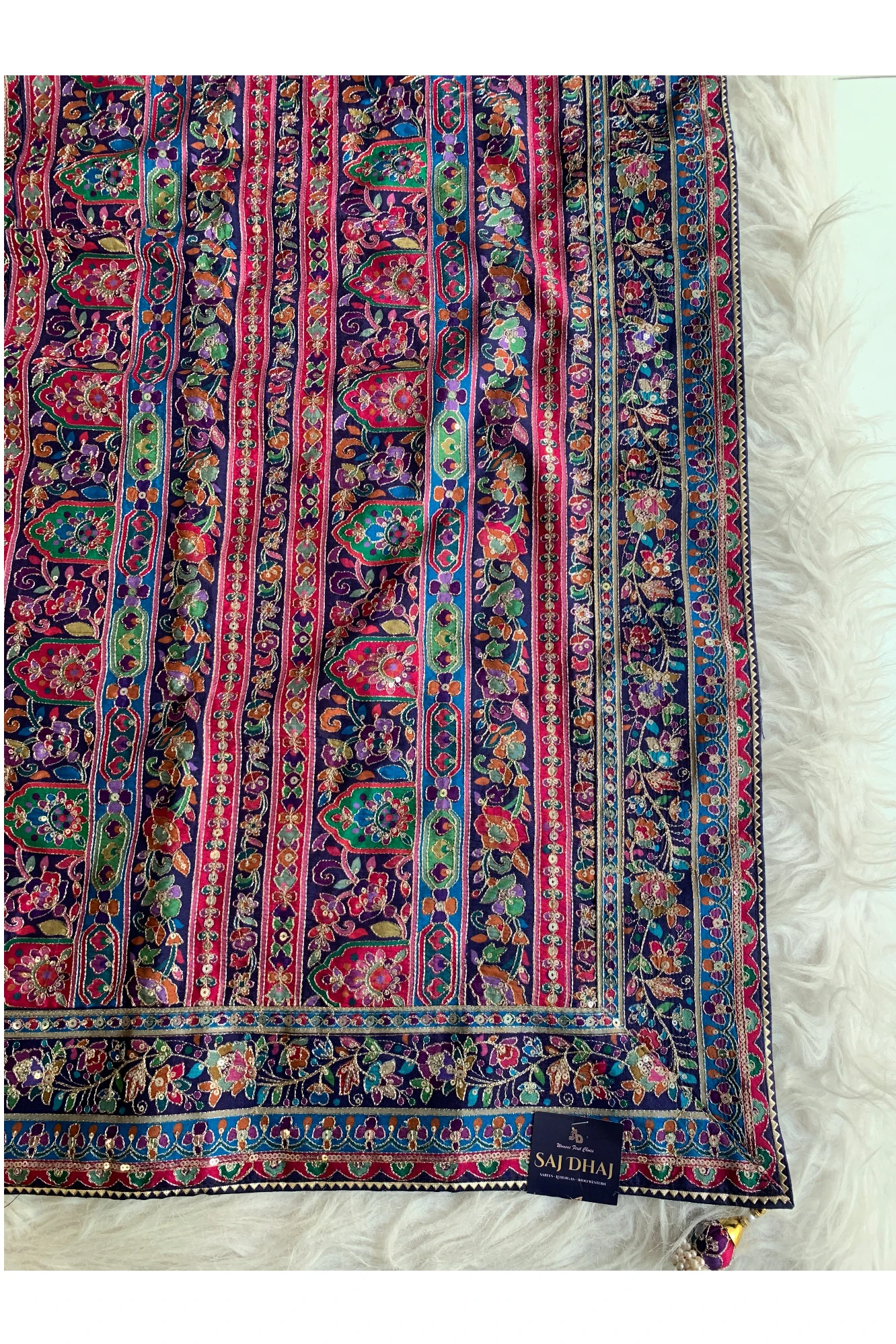 Blue Multicolor Printed Russian Silk Saree 5807 01