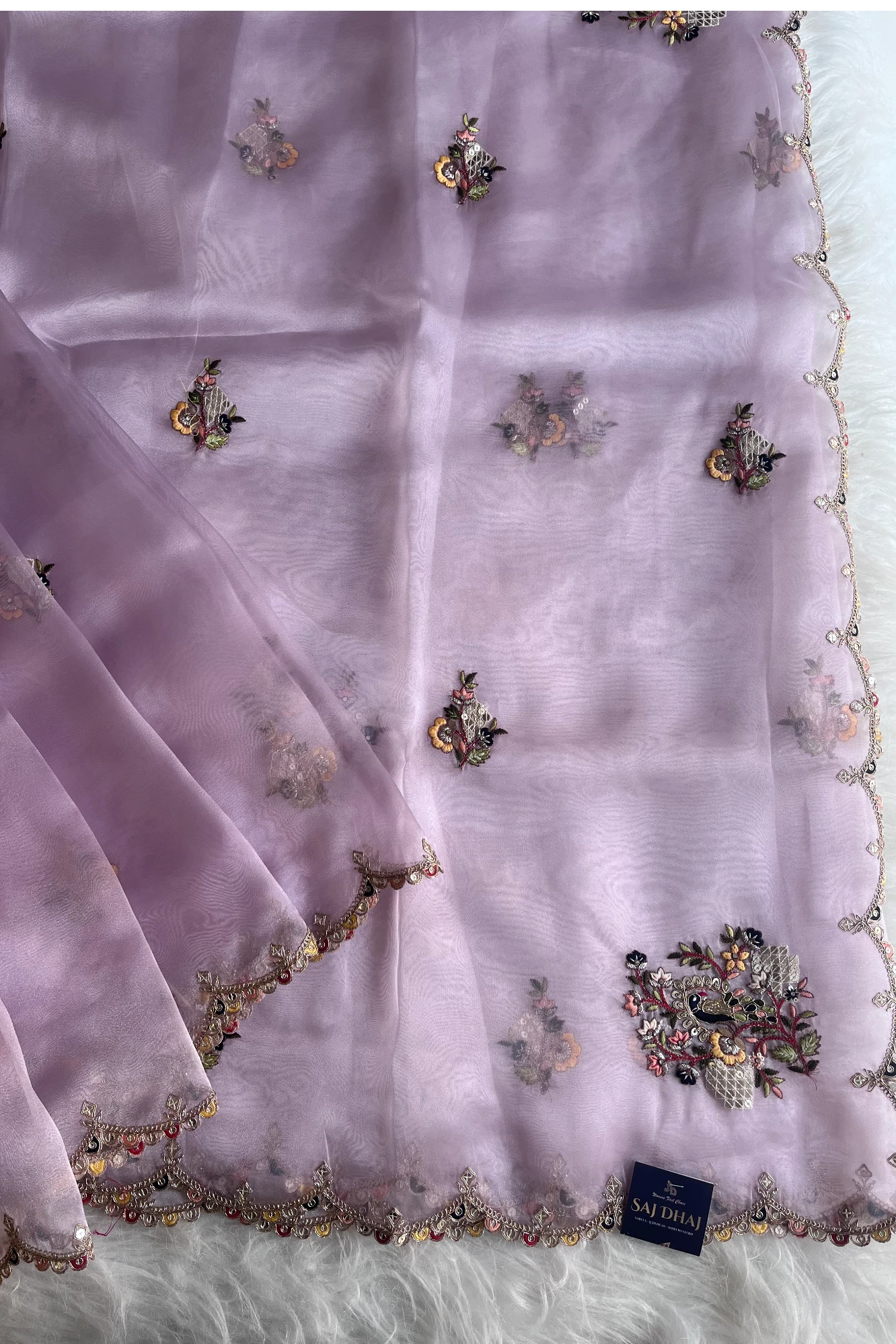 Light Lavender Reyana Organza Saree 5822 02