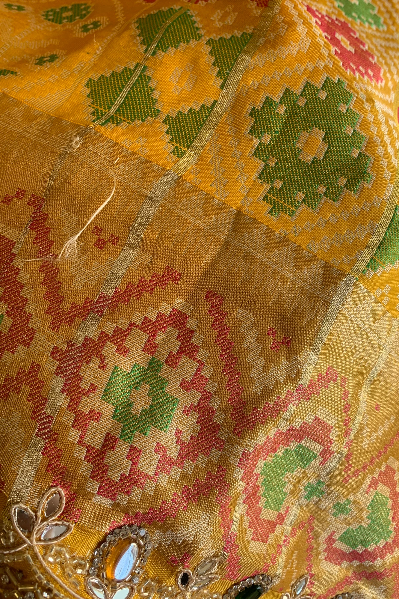 Yellow Patola Jewel Work Banarasi Saree 5862 02