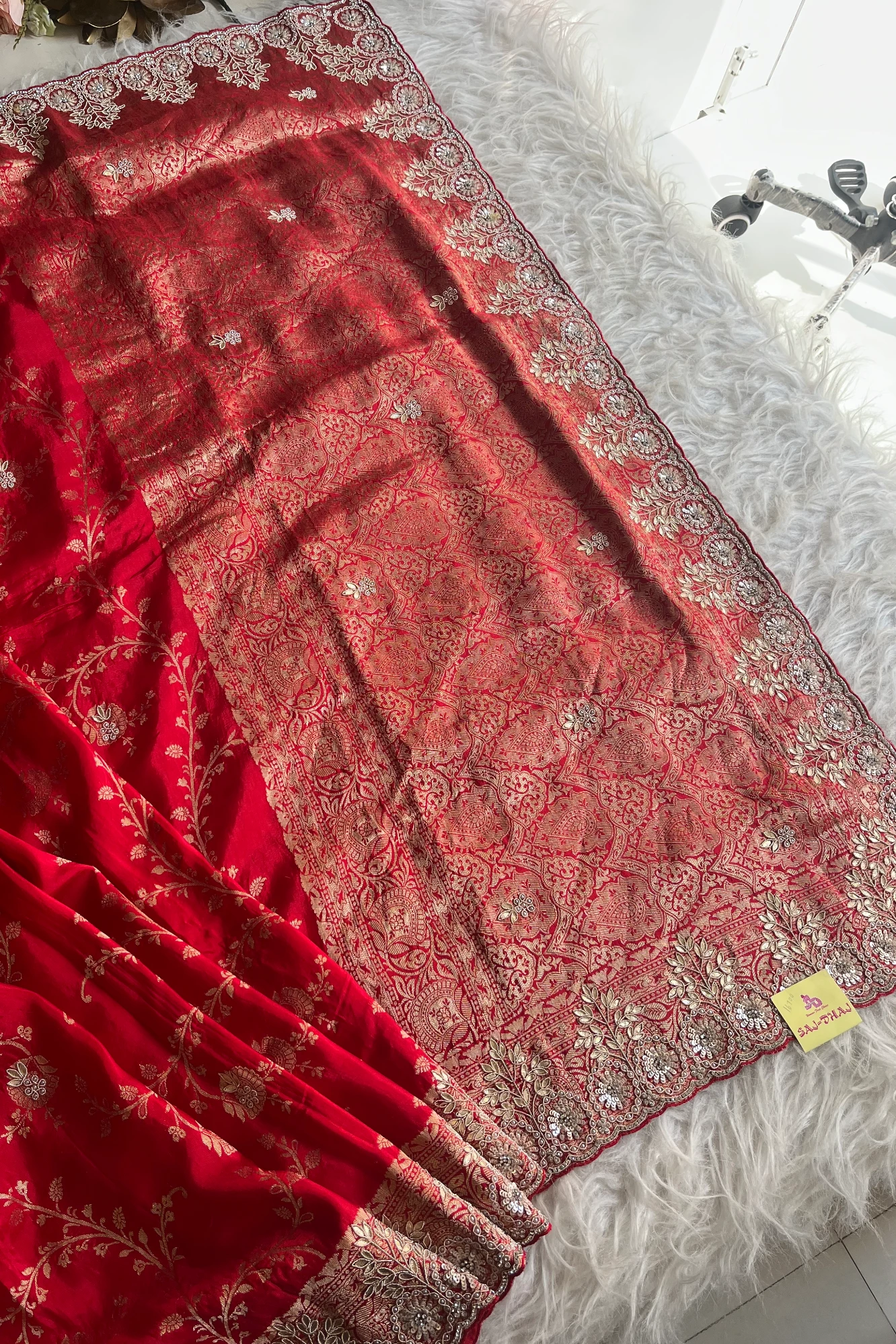 Red Banarasi Russian Silk Saree 5544 15
