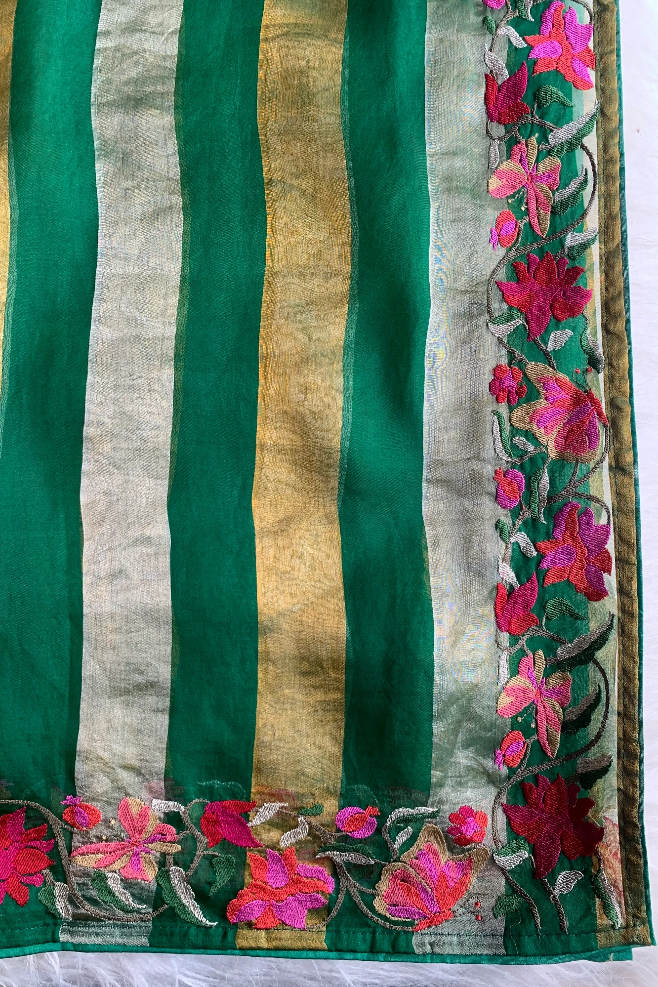 Bottle Green Pure Organza Saree 5844 14