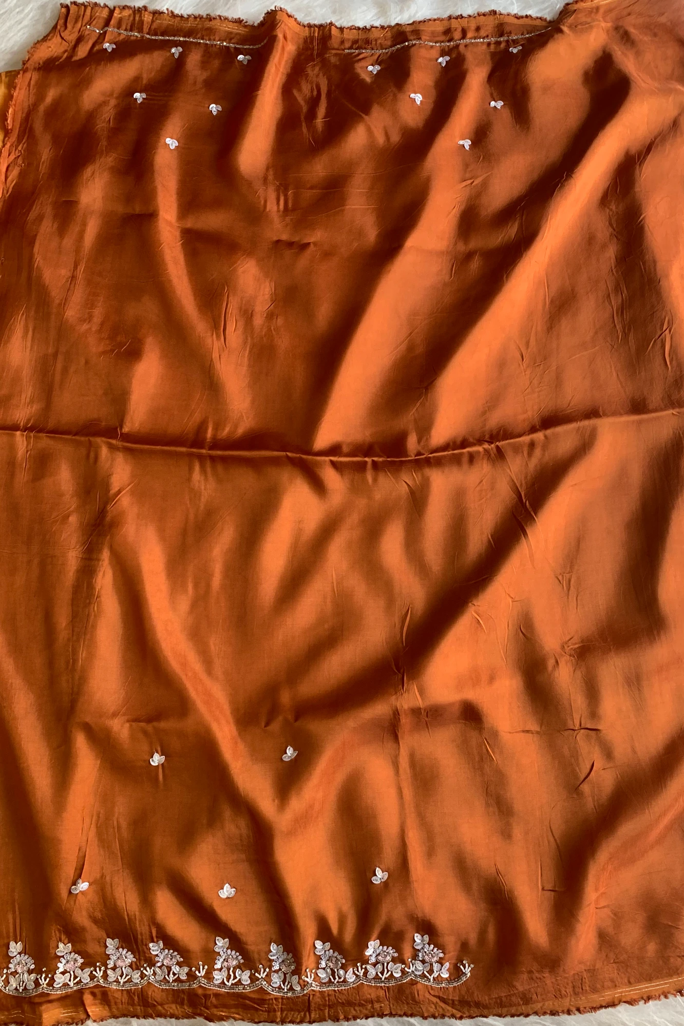 Rust Orange Ombre Habutai Silk Saree 5762 08