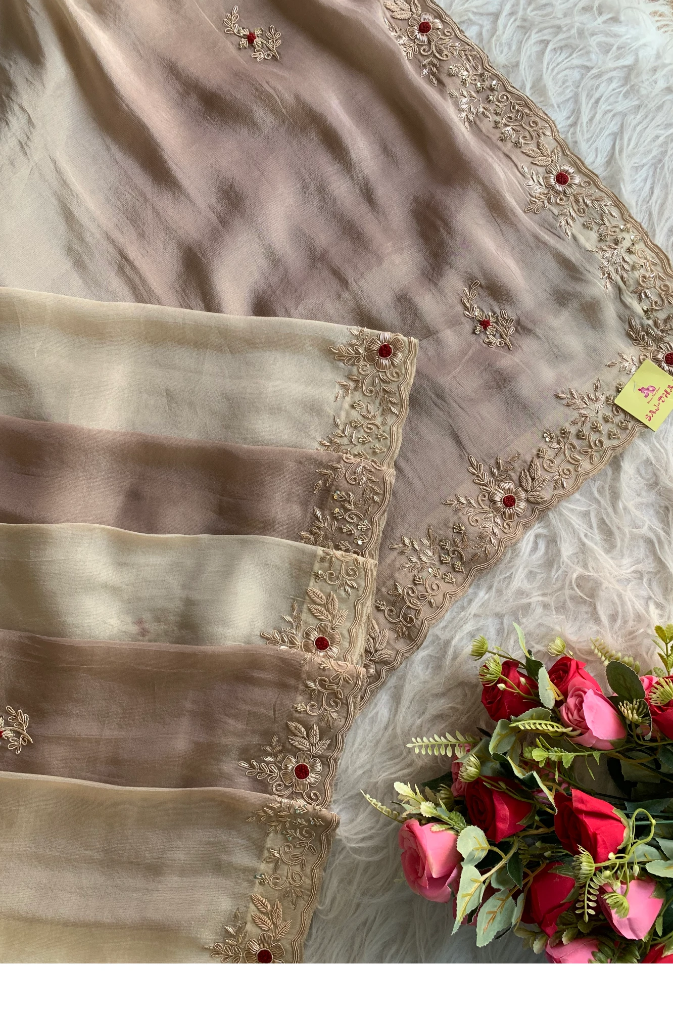 Mauve & Off White Soft Tissue Saree 5647 08