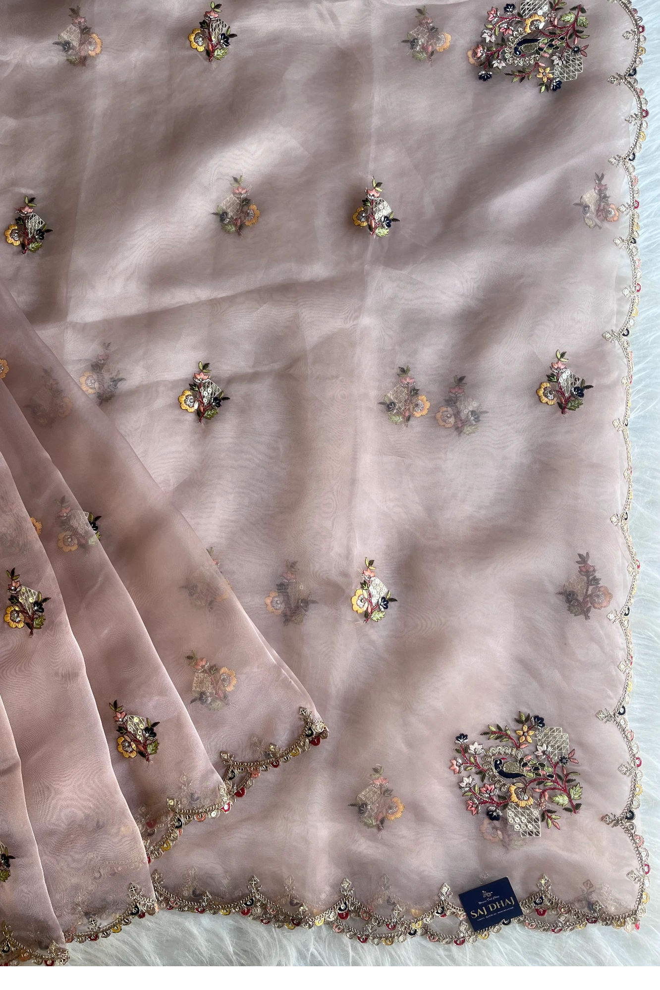 Pastel Mauve Reyana Organza Saree 5822 02