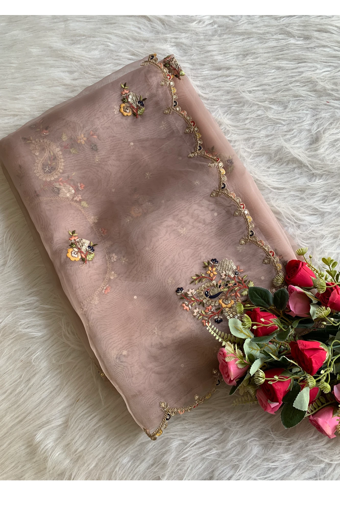 Pastel Mauve Reyana Organza Saree 5822 02