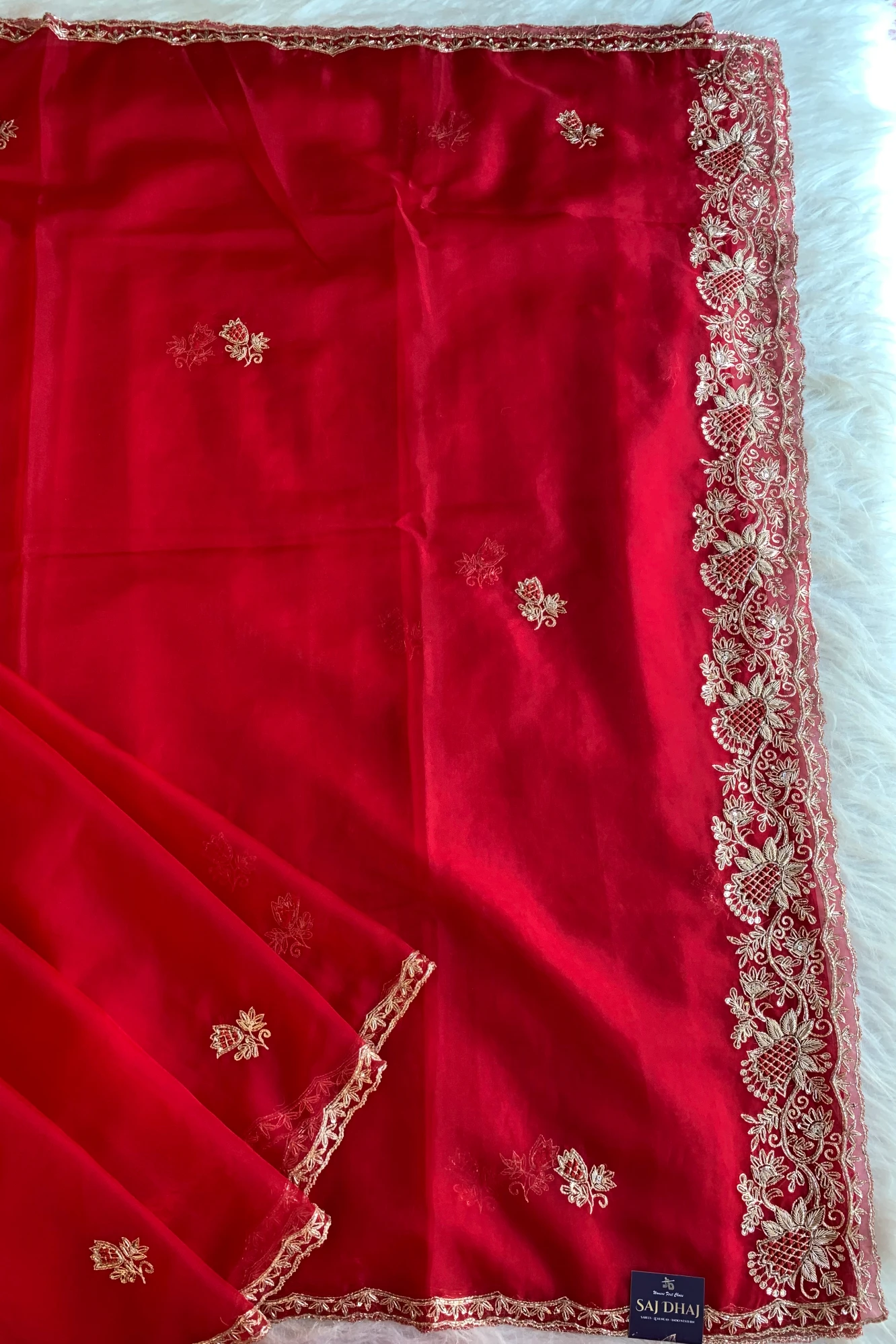 Red Soft Organza Saree 5850 02