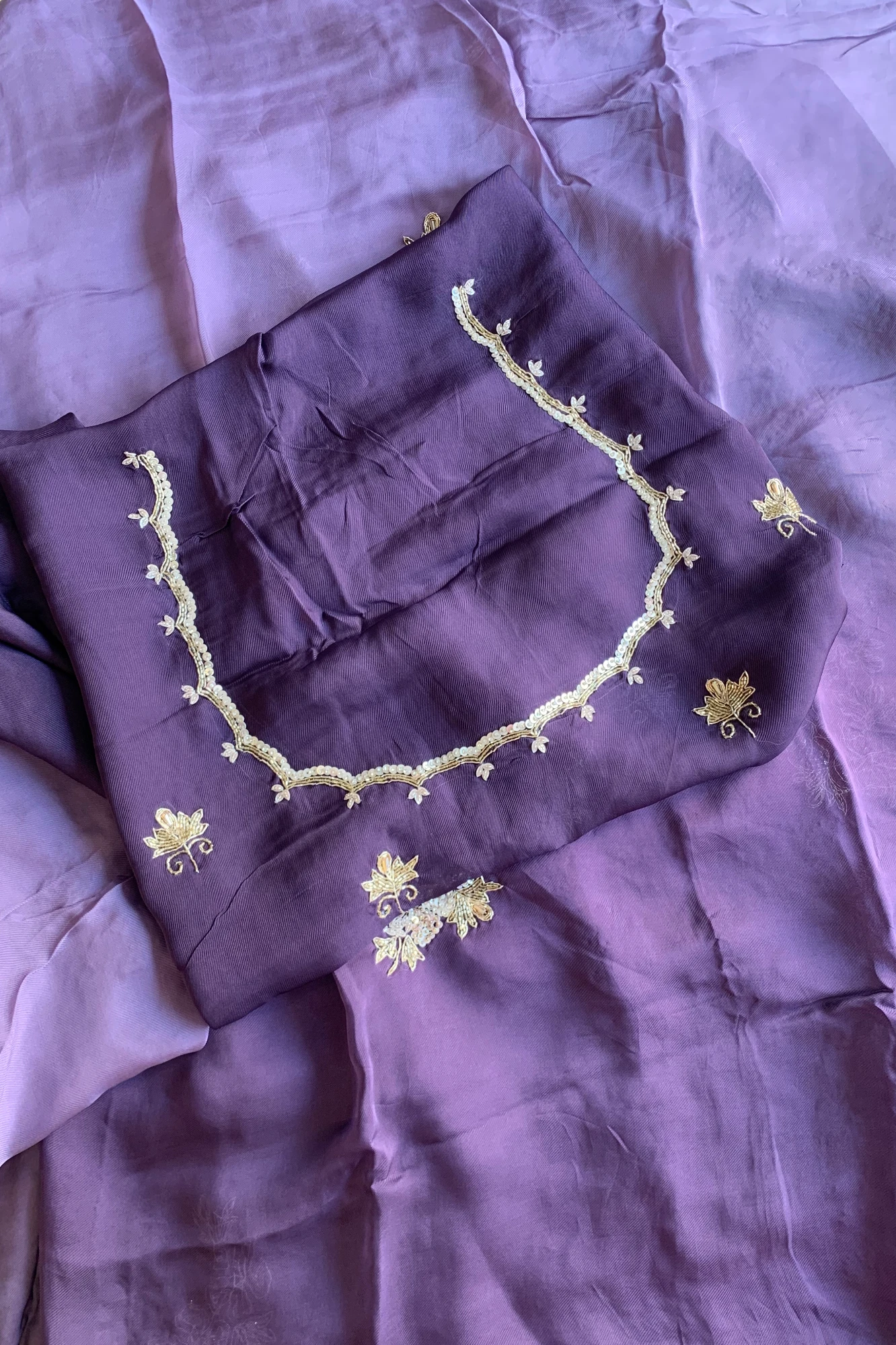 Purple Ombre Embellished Lilly Silk Saree 5850 12